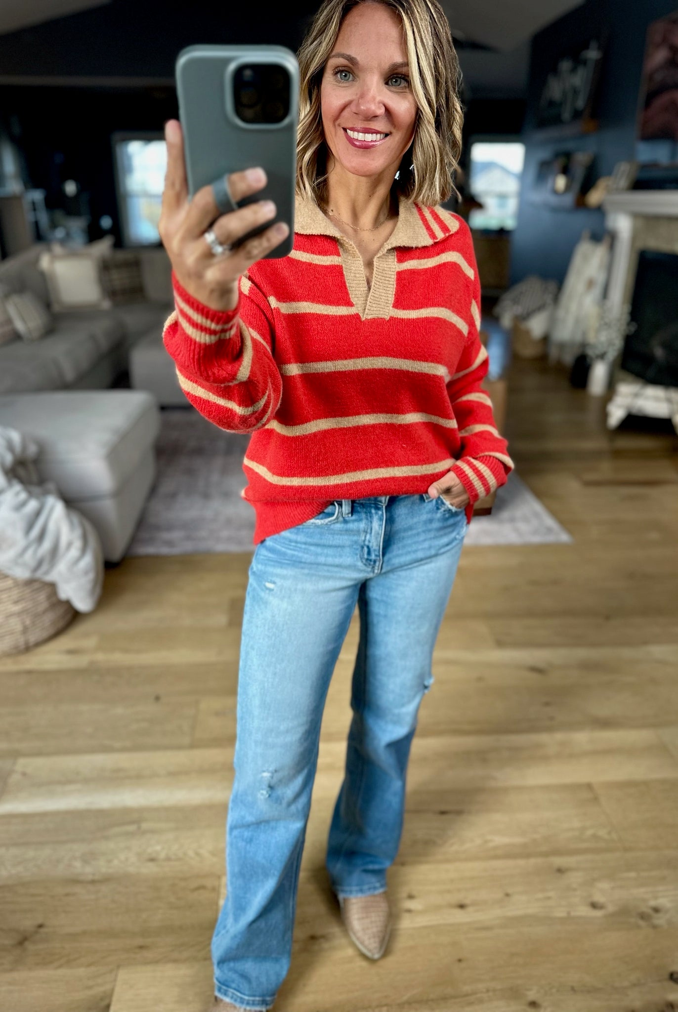 One Or The Other Striped Collared Sweater-& Merci-Anna Kaytes Boutique, Women's Fashion Boutique in Grinnell, Iowa