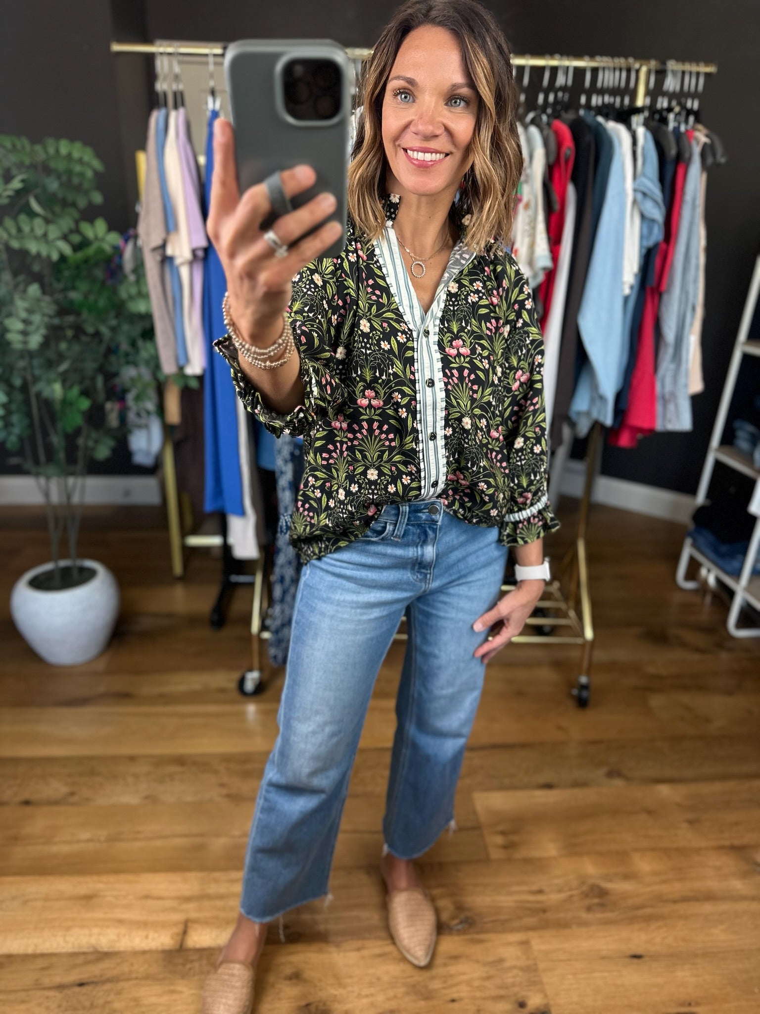 Overcome Fate Floral Top-Long Sleeves-Umgee-Anna Kaytes Boutique, Women's Fashion Boutique in Grinnell, Iowa