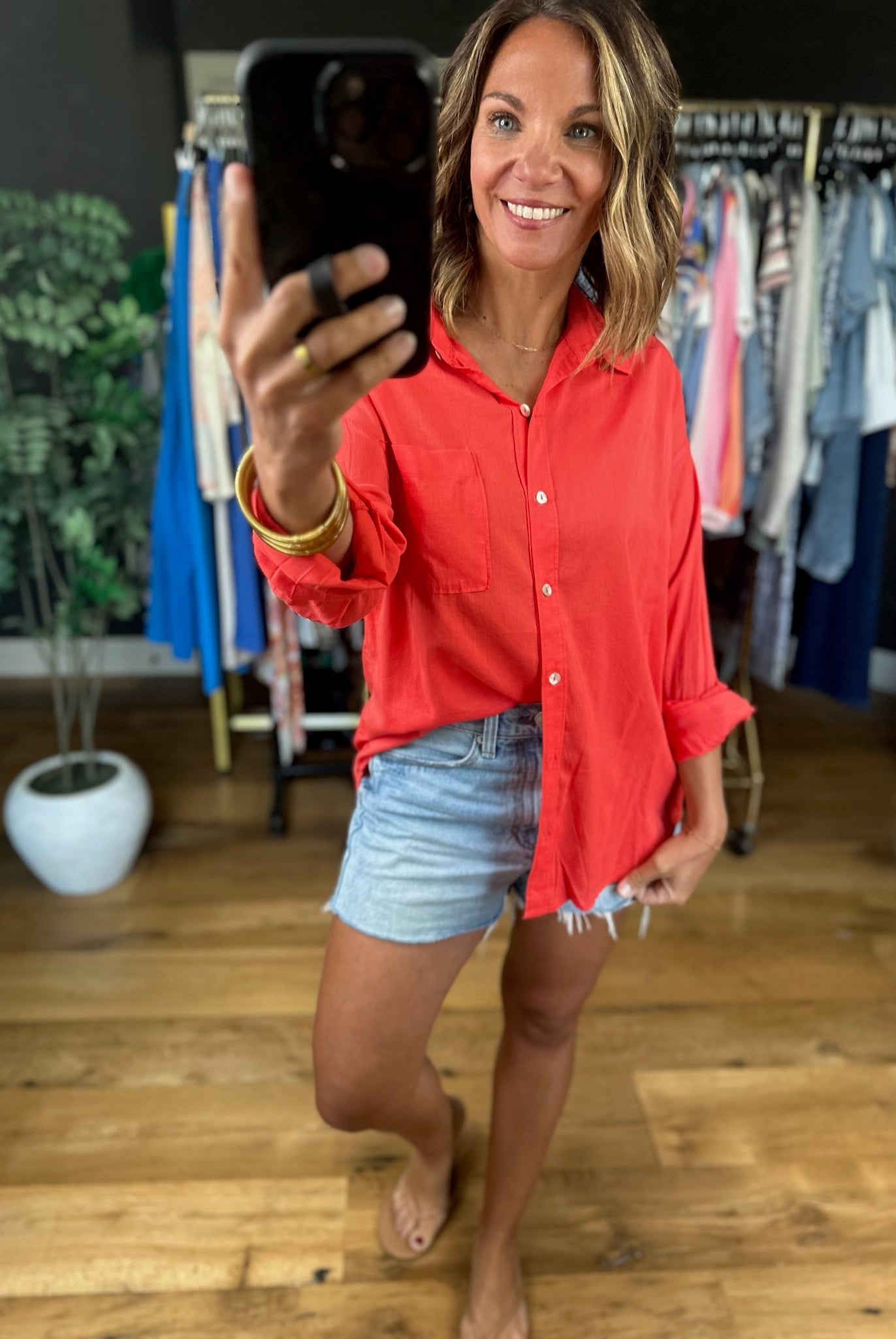 Honest Opinions Button-Down Top-Long Sleeves-Be Cool-Anna Kaytes Boutique, Women's Fashion Boutique in Grinnell, Iowa