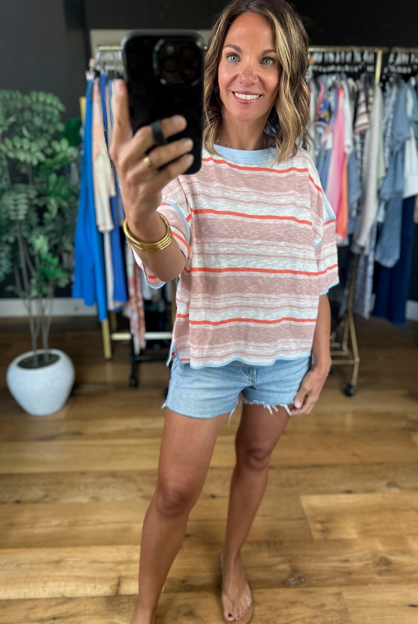 Keep You Humble Striped Top-Short Sleeves-ee:some-Anna Kaytes Boutique, Women's Fashion Boutique in Grinnell, Iowa