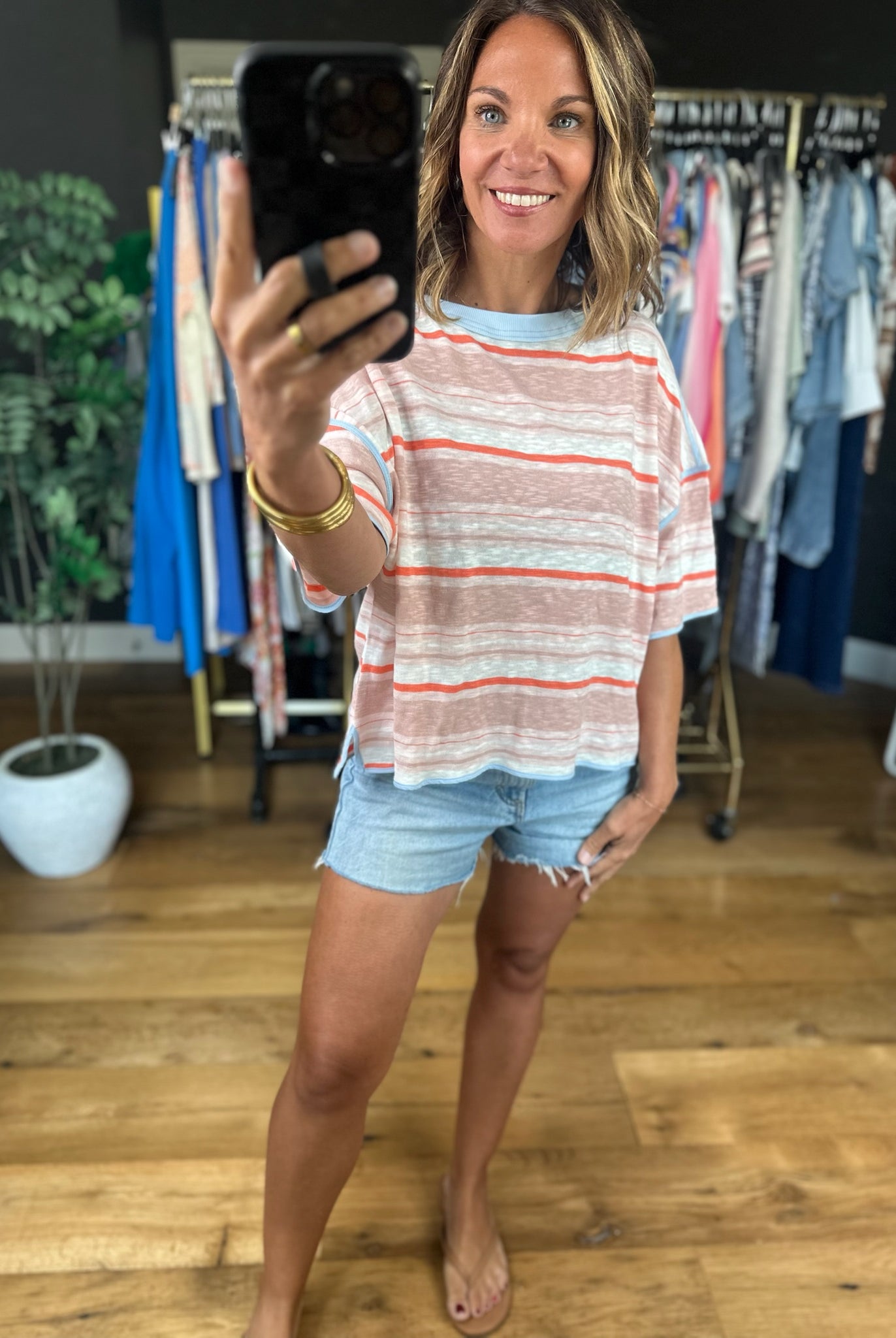 Keep You Humble Striped Top-Short Sleeves-ee:some-Anna Kaytes Boutique, Women's Fashion Boutique in Grinnell, Iowa