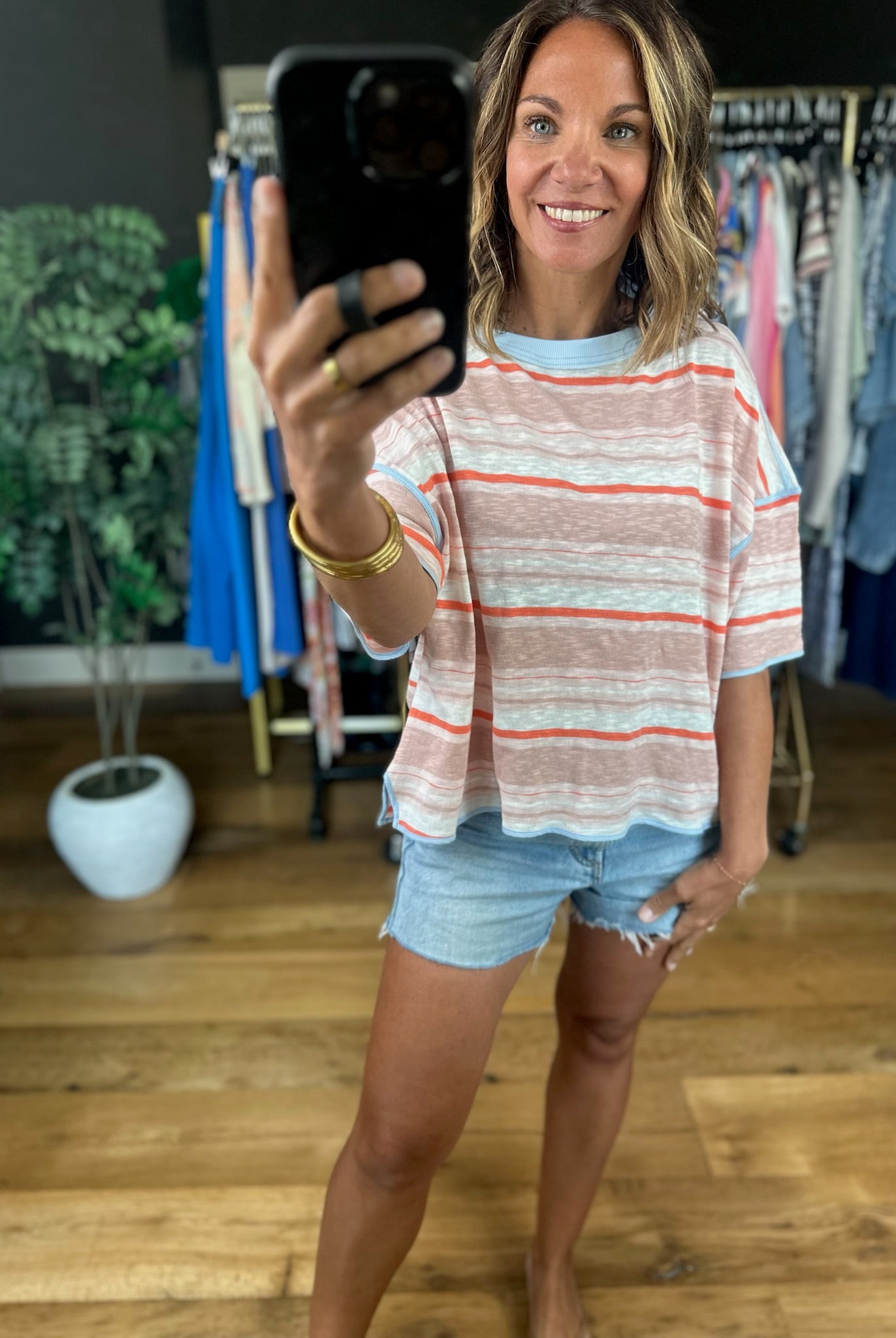 Keep You Humble Striped Top-Short Sleeves-ee:some-Anna Kaytes Boutique, Women's Fashion Boutique in Grinnell, Iowa