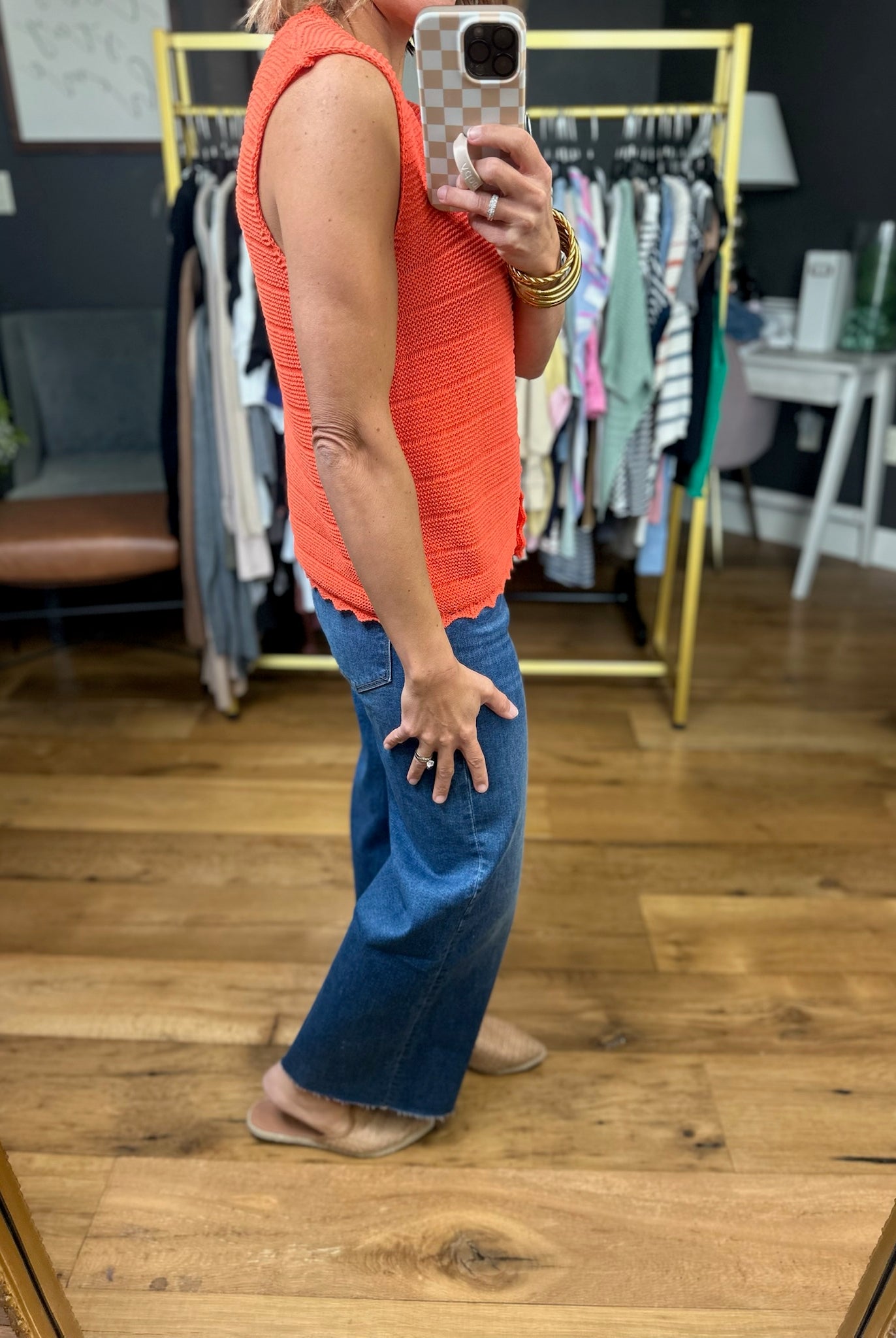 **Only Reason Knit Button-Down Vest - Papaya-Wishlist-Anna Kaytes Boutique, Women's Fashion Boutique in Grinnell, Iowa