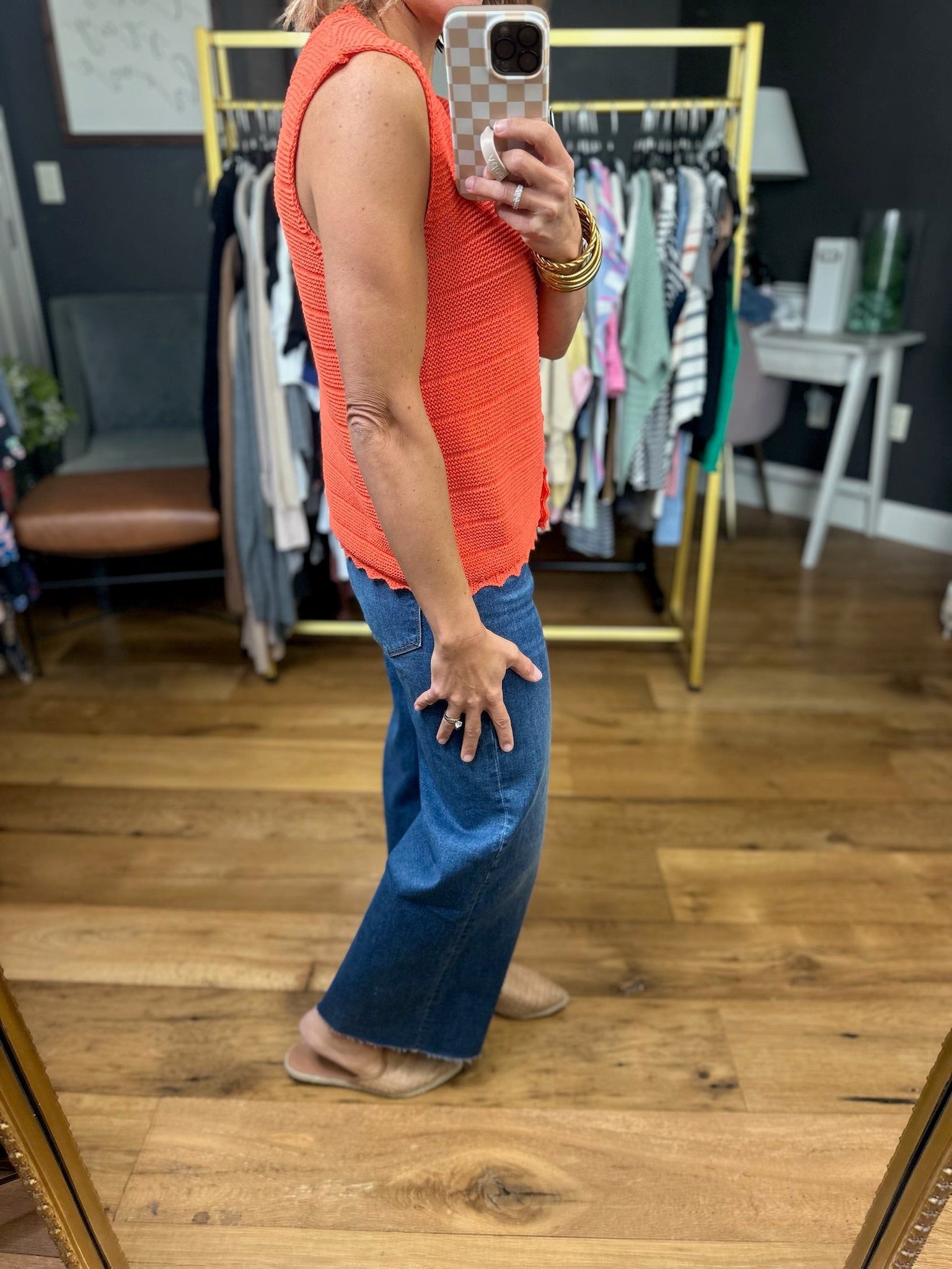 **Only Reason Knit Button-Down Vest - Papaya-Wishlist-Anna Kaytes Boutique, Women's Fashion Boutique in Grinnell, Iowa