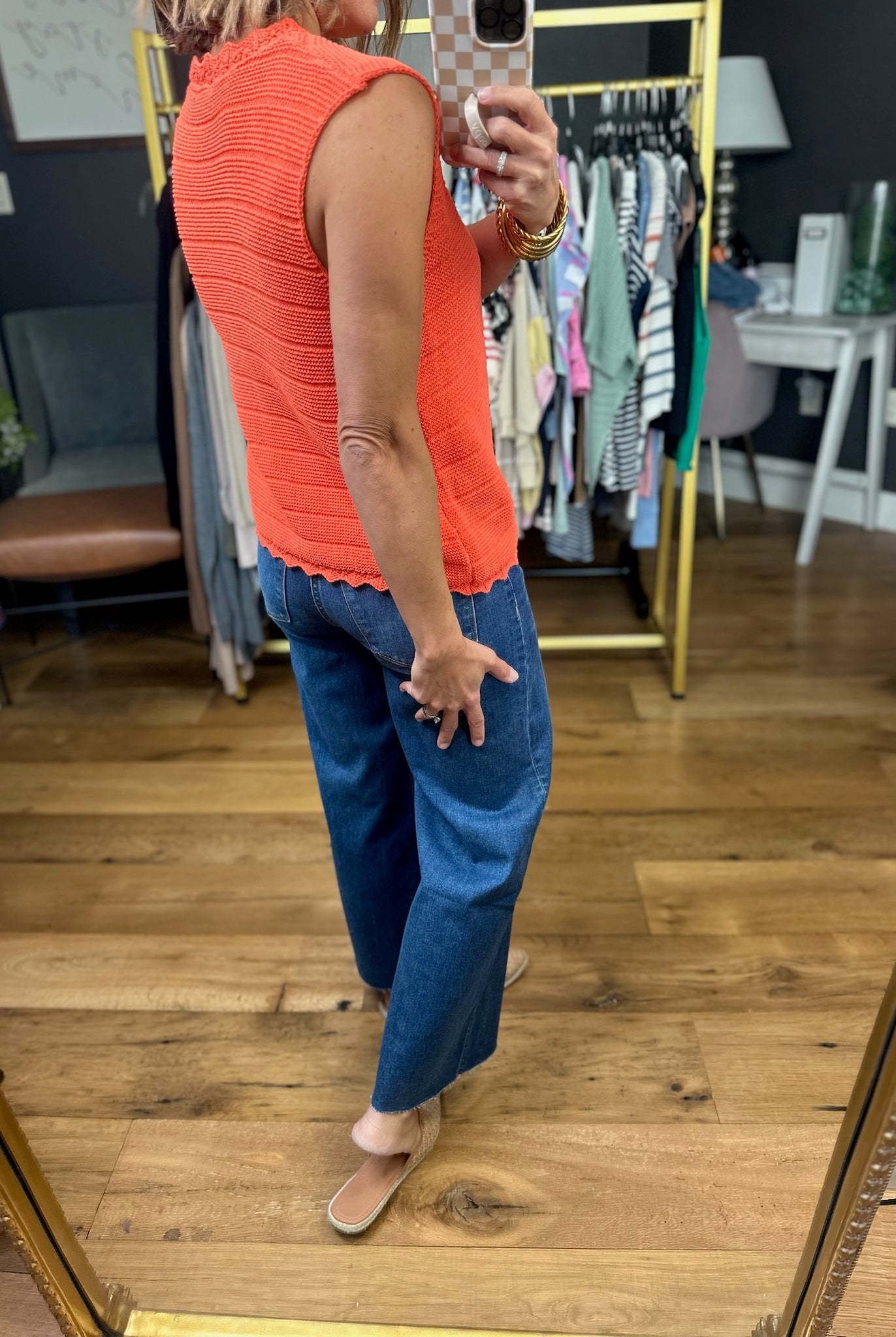 **Only Reason Knit Button-Down Vest - Papaya-Wishlist-Anna Kaytes Boutique, Women's Fashion Boutique in Grinnell, Iowa