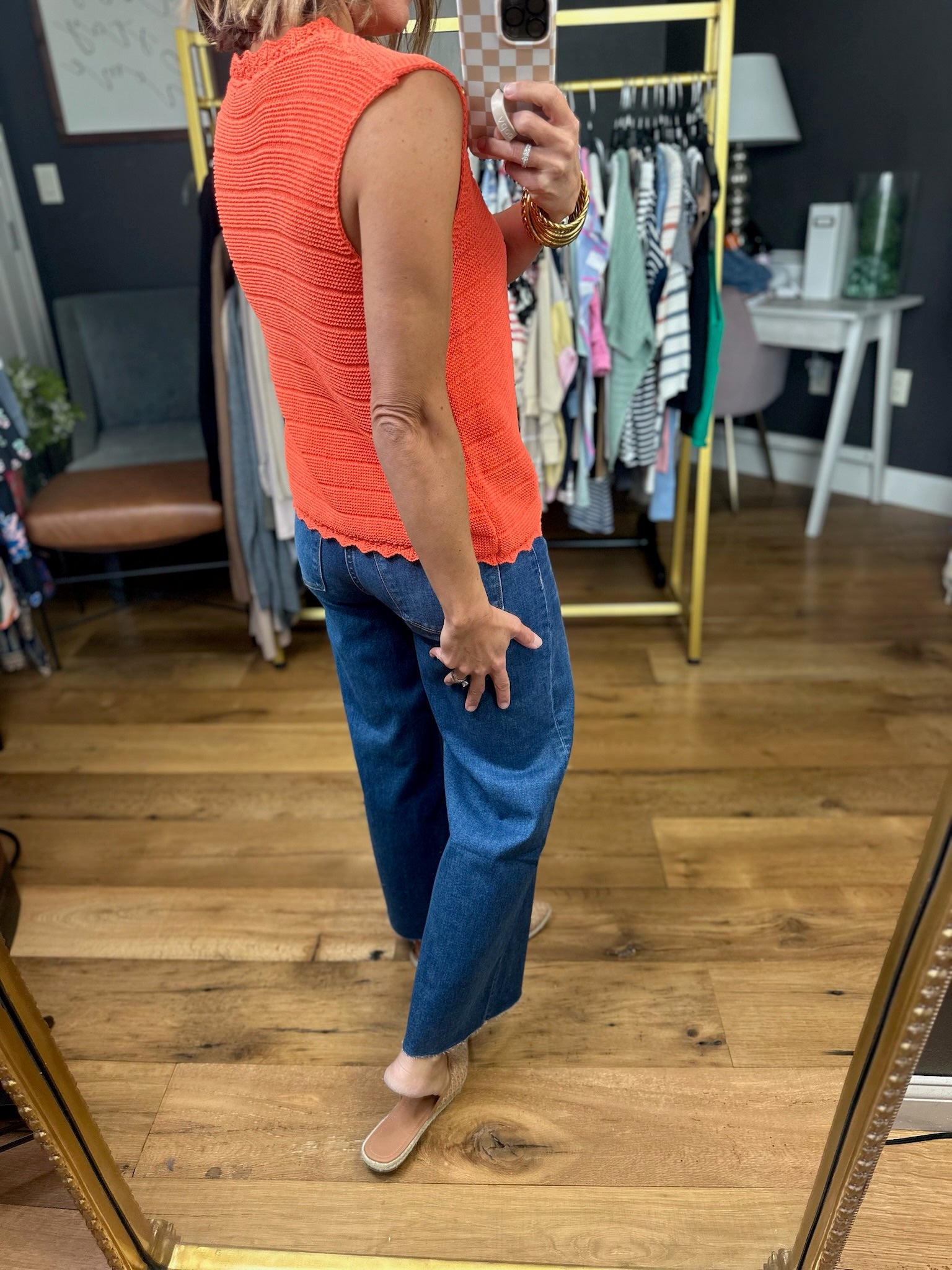 **Only Reason Knit Button-Down Vest - Papaya-Wishlist-Anna Kaytes Boutique, Women's Fashion Boutique in Grinnell, Iowa