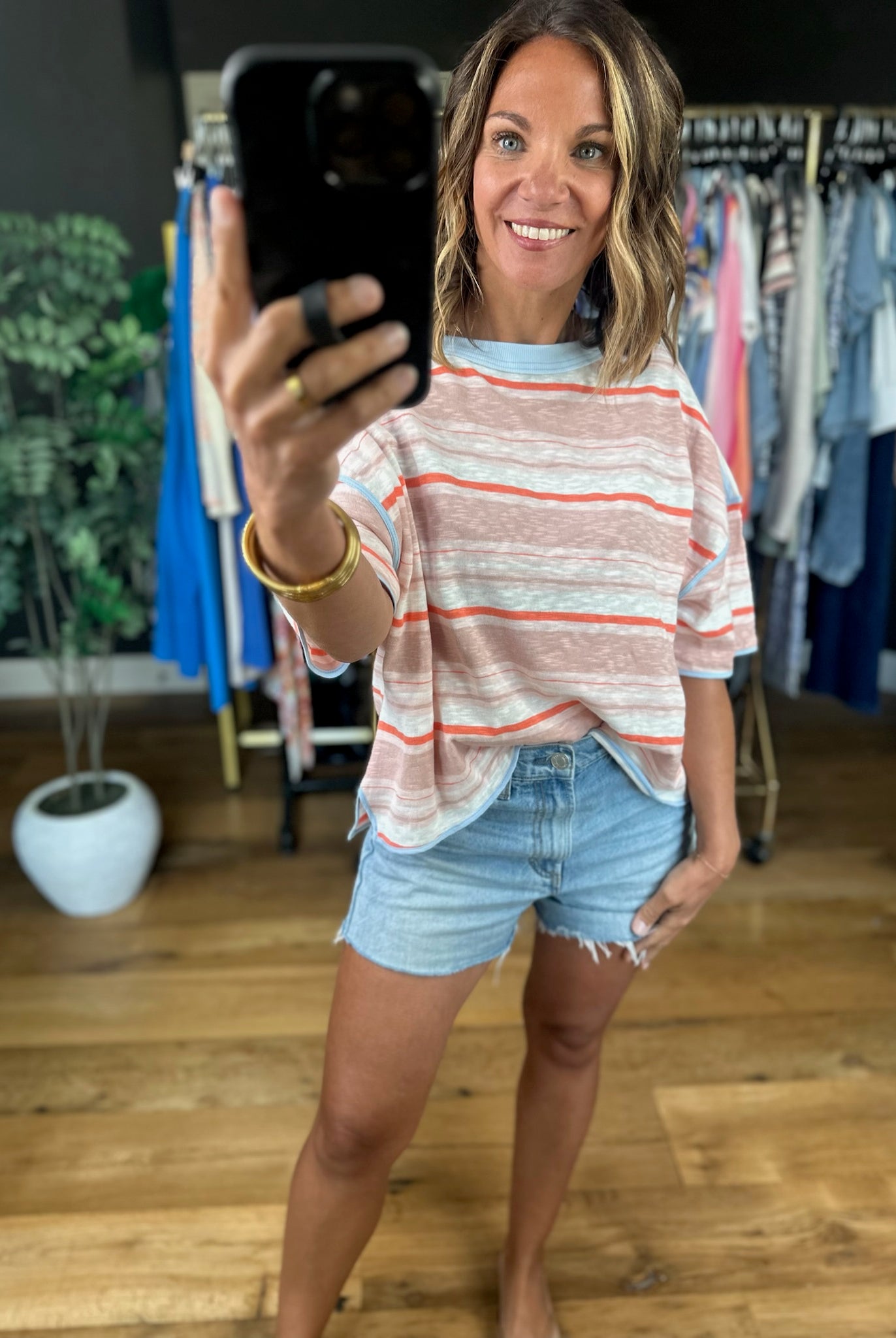 Keep You Humble Striped Top-Short Sleeves-ee:some-Anna Kaytes Boutique, Women's Fashion Boutique in Grinnell, Iowa