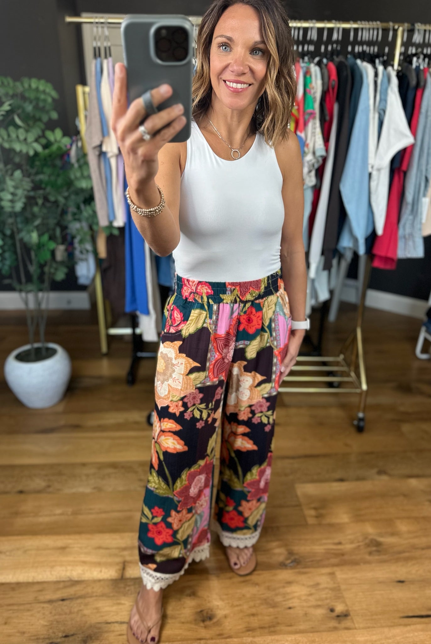 Island Getaway Floral Wide-Leg Pants-Pants-Umgee-Anna Kaytes Boutique, Women's Fashion Boutique in Grinnell, Iowa