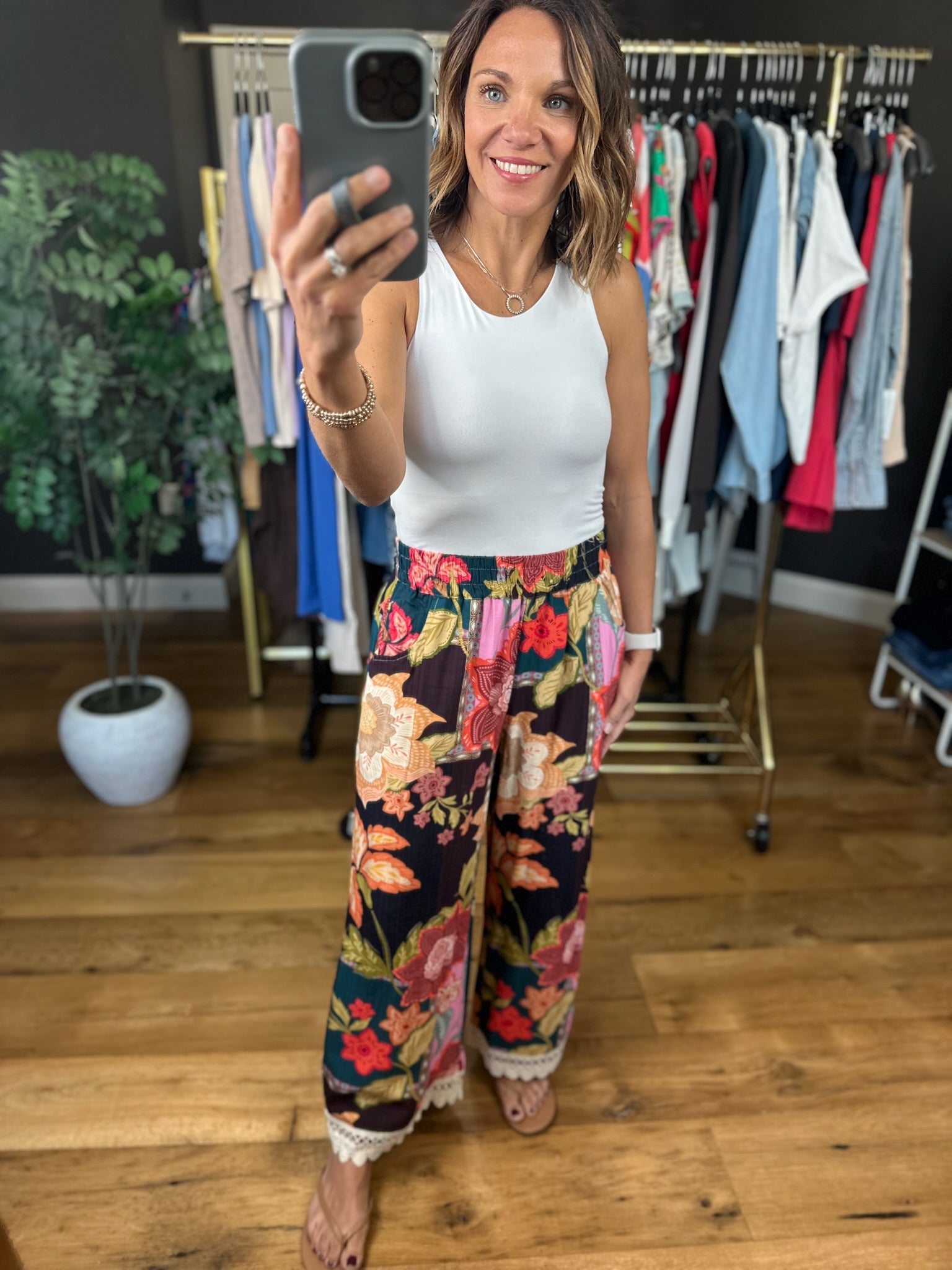 Island Getaway Floral Wide-Leg Pants-Pants-Umgee-Anna Kaytes Boutique, Women's Fashion Boutique in Grinnell, Iowa