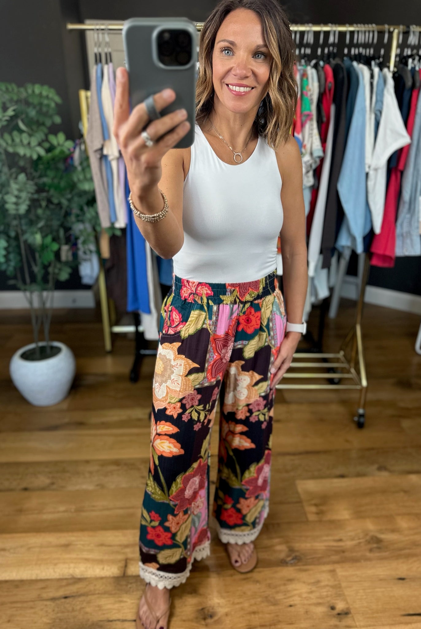 Island Getaway Floral Wide-Leg Pants-Pants-Umgee-Anna Kaytes Boutique, Women's Fashion Boutique in Grinnell, Iowa