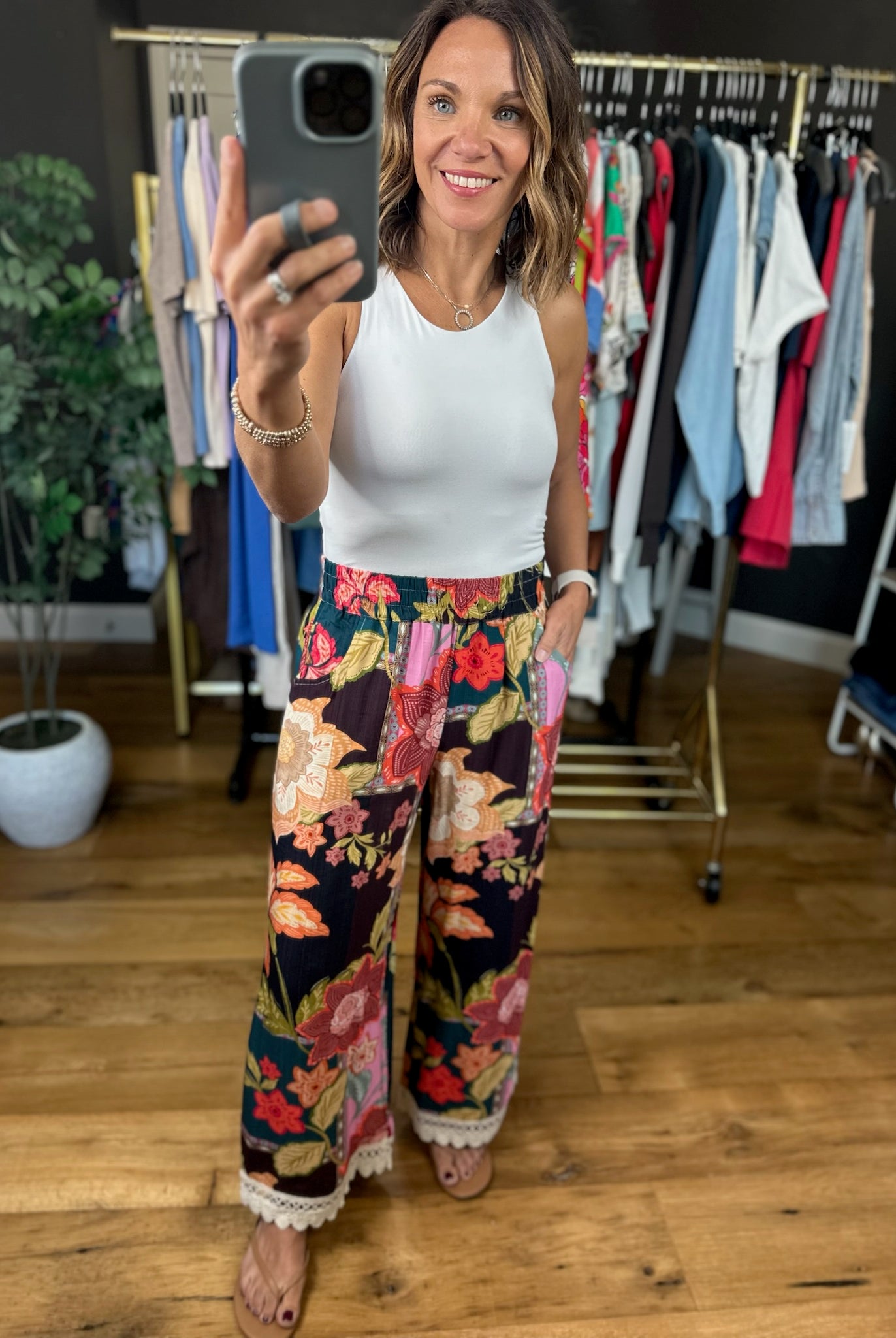 Island Getaway Floral Wide-Leg Pants-Pants-Umgee-Anna Kaytes Boutique, Women's Fashion Boutique in Grinnell, Iowa