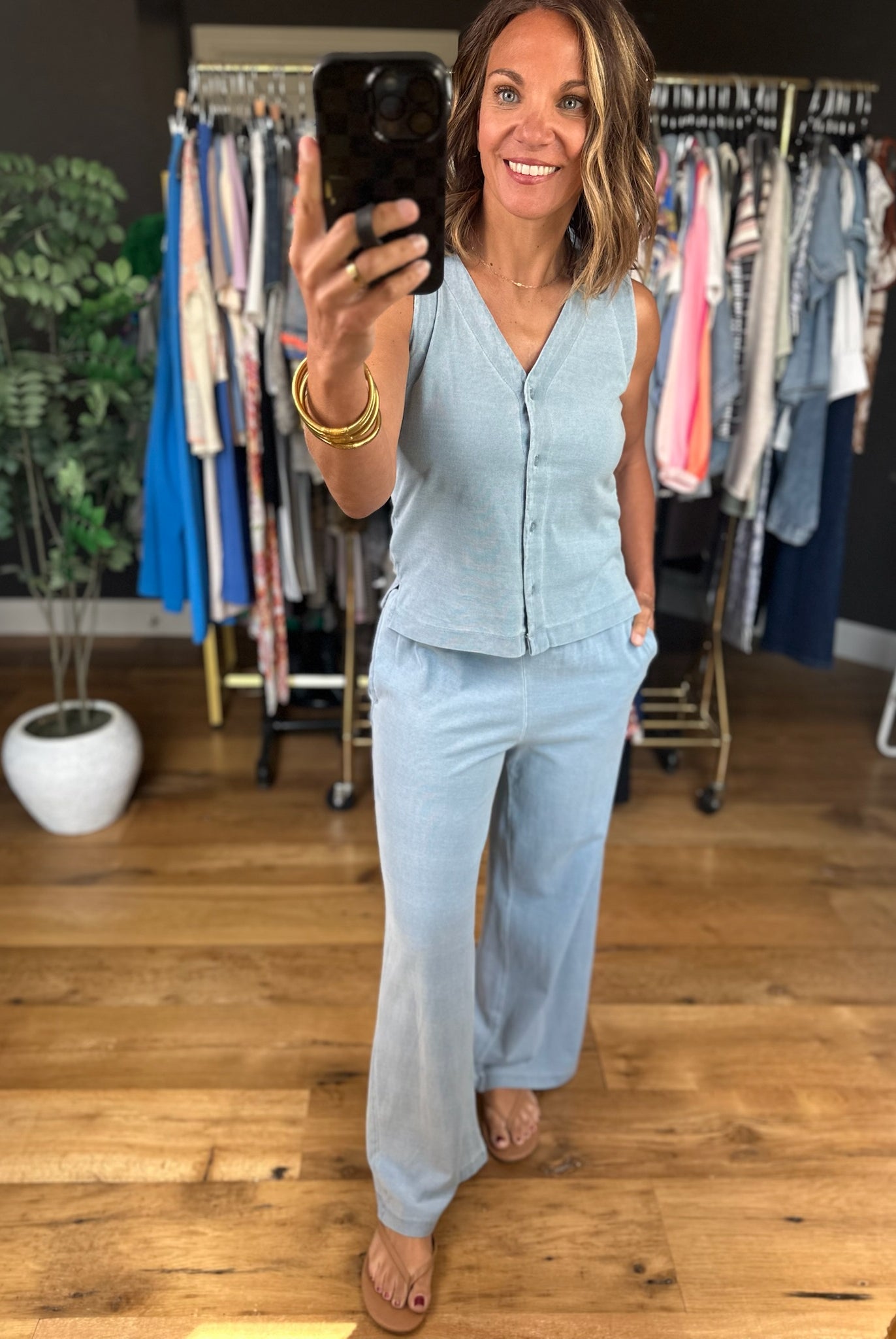 The Selena Button-Down Top + Pant Set-Two Piece Set-Blu Pepper-Anna Kaytes Boutique, Women's Fashion Boutique in Grinnell, Iowa