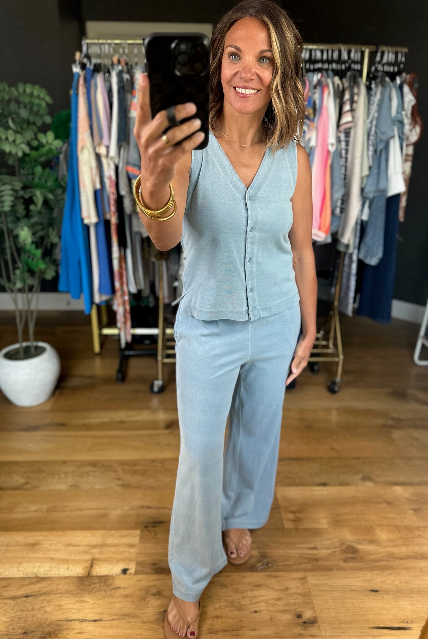 The Selena Button-Down Top + Pant Set-Two Piece Set-Blu Pepper-Anna Kaytes Boutique, Women's Fashion Boutique in Grinnell, Iowa