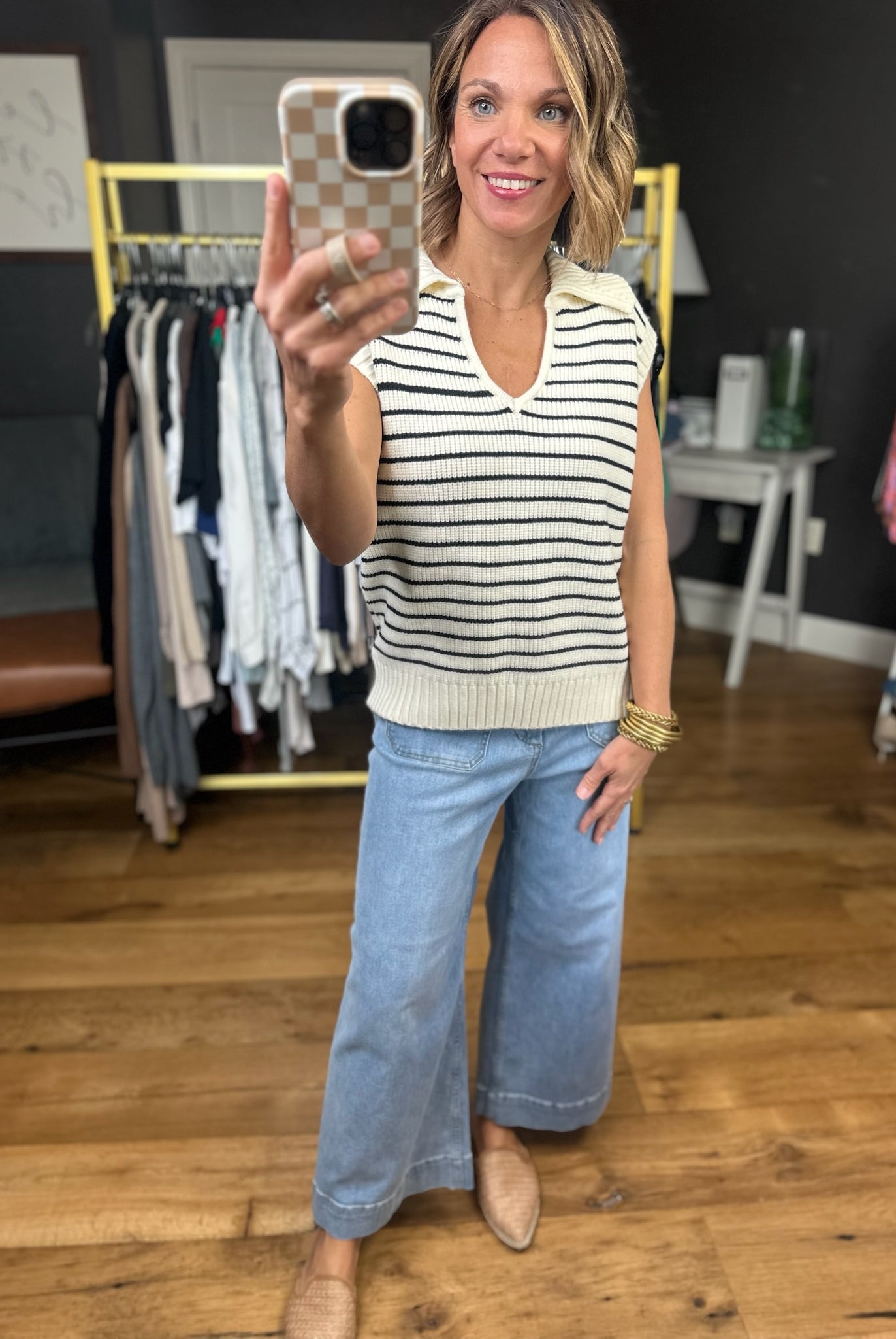 This Opportunity Collared Knit - Cream/Black-Wishlist-Anna Kaytes Boutique, Women's Fashion Boutique in Grinnell, Iowa