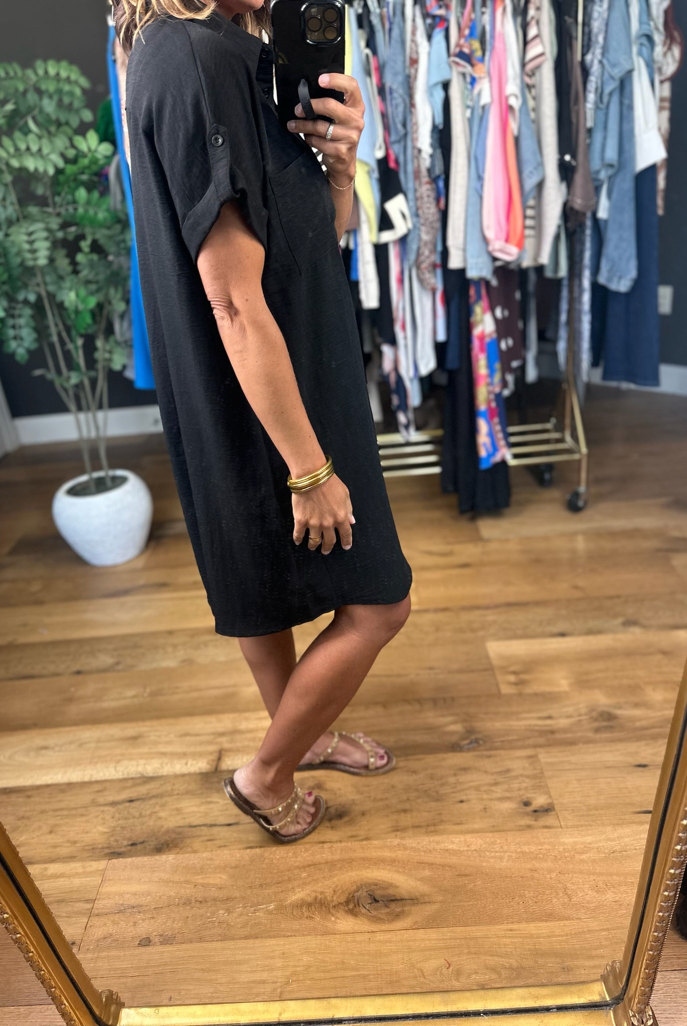 No Issues Button-Down Pocket Dress-Dresses-She & Sky-Anna Kaytes Boutique, Women's Fashion Boutique in Grinnell, Iowa