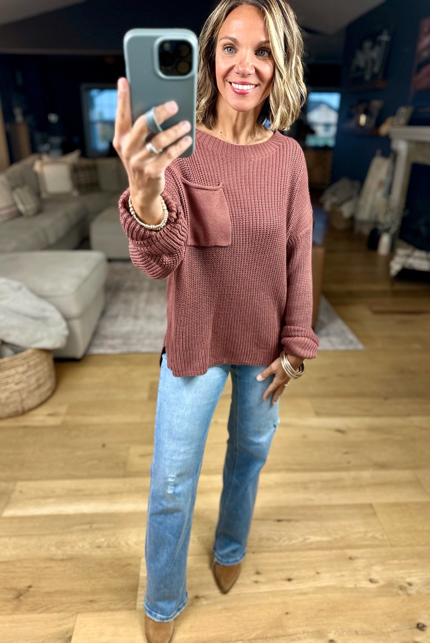 Wondering Why Knit Pocket Sweater-sweater-Wishlist-Anna Kaytes Boutique, Women's Fashion Boutique in Grinnell, Iowa