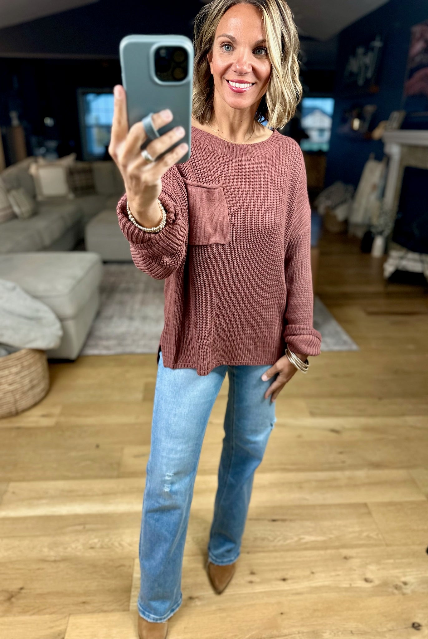 Wondering Why Knit Pocket Sweater-sweater-Wishlist-Anna Kaytes Boutique, Women's Fashion Boutique in Grinnell, Iowa