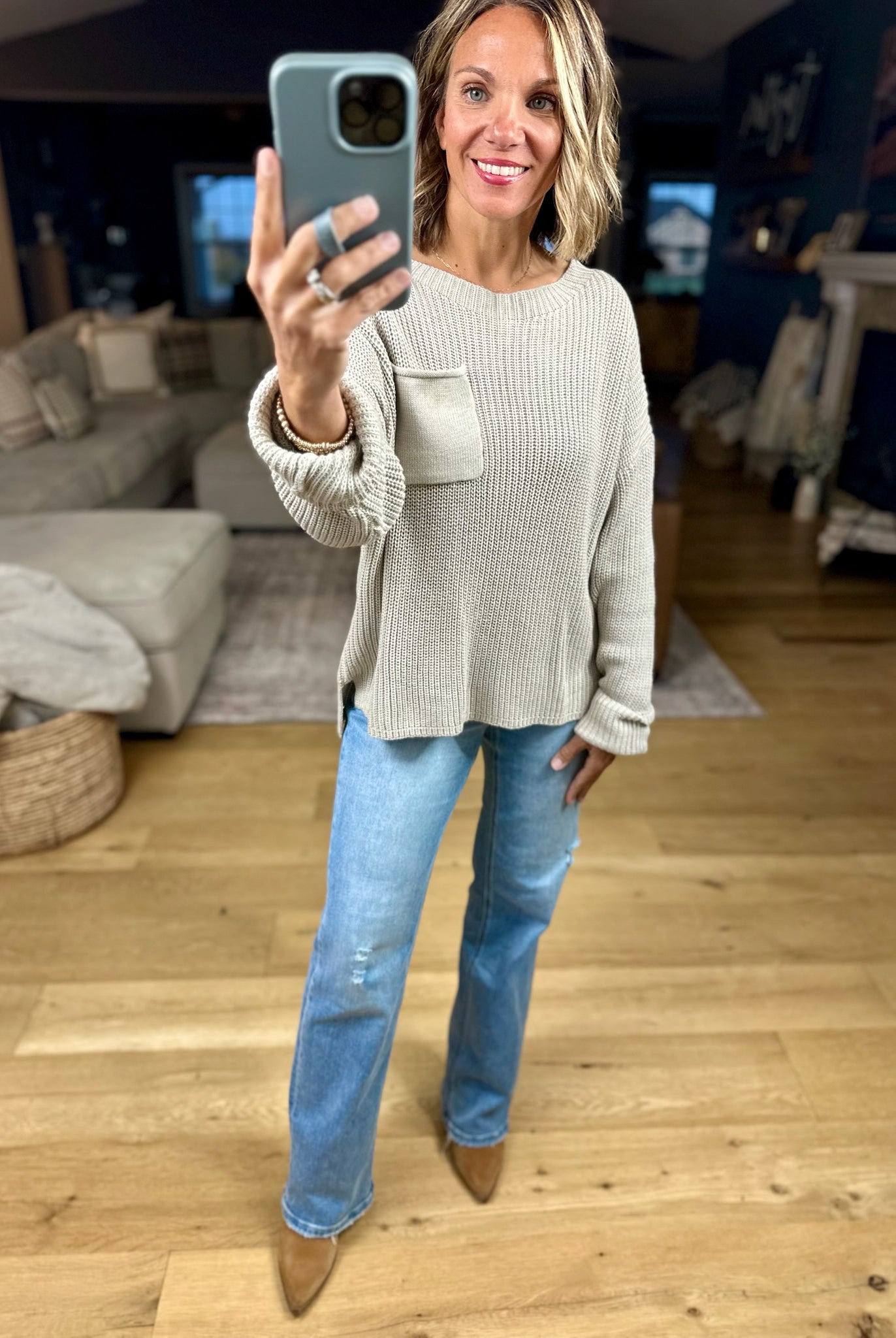 Wondering Why Knit Pocket Sweater-sweater-Wishlist-Anna Kaytes Boutique, Women's Fashion Boutique in Grinnell, Iowa