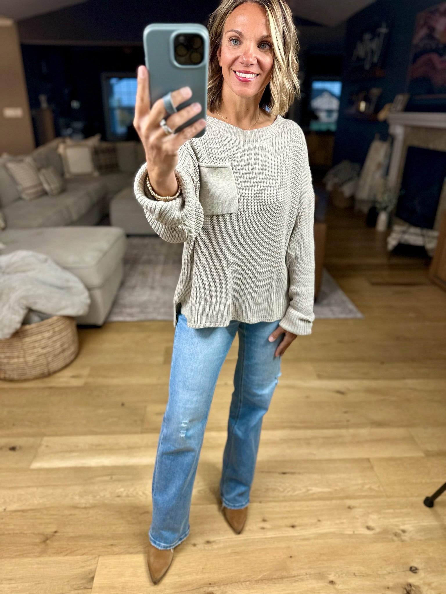 Wondering Why Knit Pocket Sweater-sweater-Wishlist-Anna Kaytes Boutique, Women's Fashion Boutique in Grinnell, Iowa