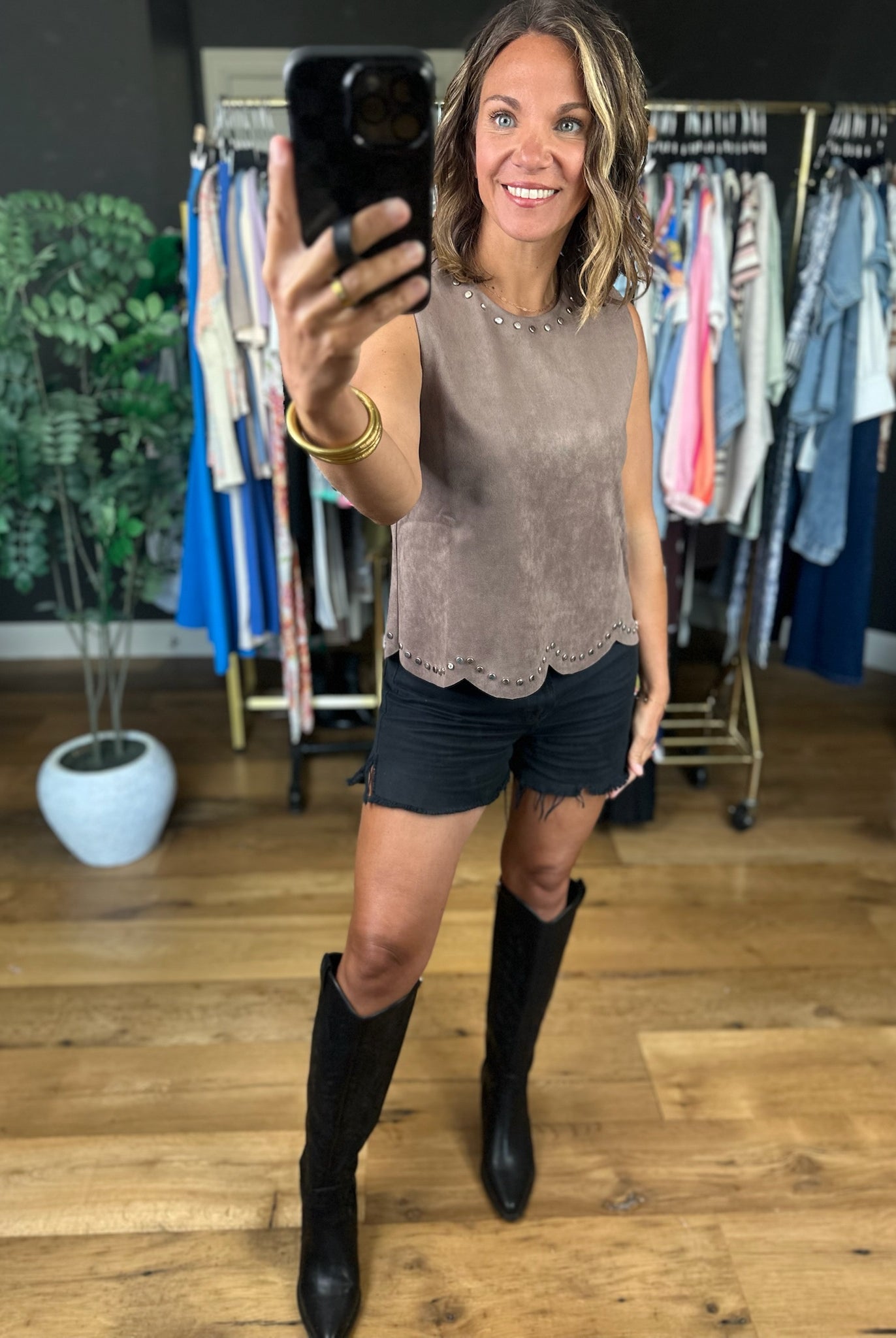 Just Getting Started Studded Top-Sleeveless-She & Sky-Anna Kaytes Boutique, Women's Fashion Boutique in Grinnell, Iowa