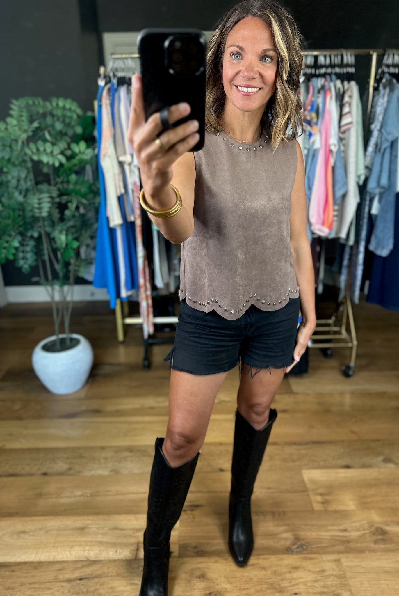Just Getting Started Studded Top-Sleeveless-She & Sky-Anna Kaytes Boutique, Women's Fashion Boutique in Grinnell, Iowa