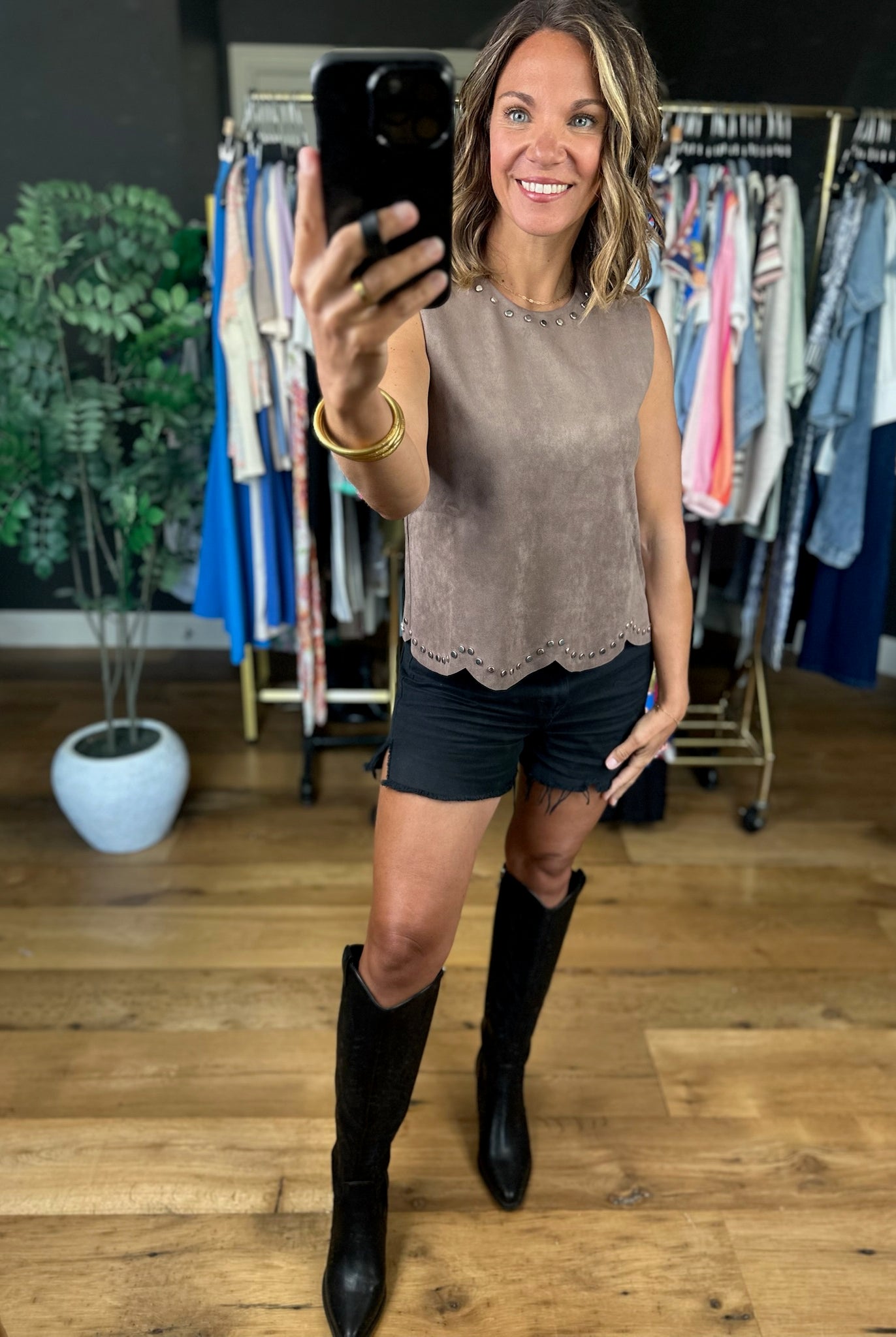 Just Getting Started Studded Top-Sleeveless-She & Sky-Anna Kaytes Boutique, Women's Fashion Boutique in Grinnell, Iowa