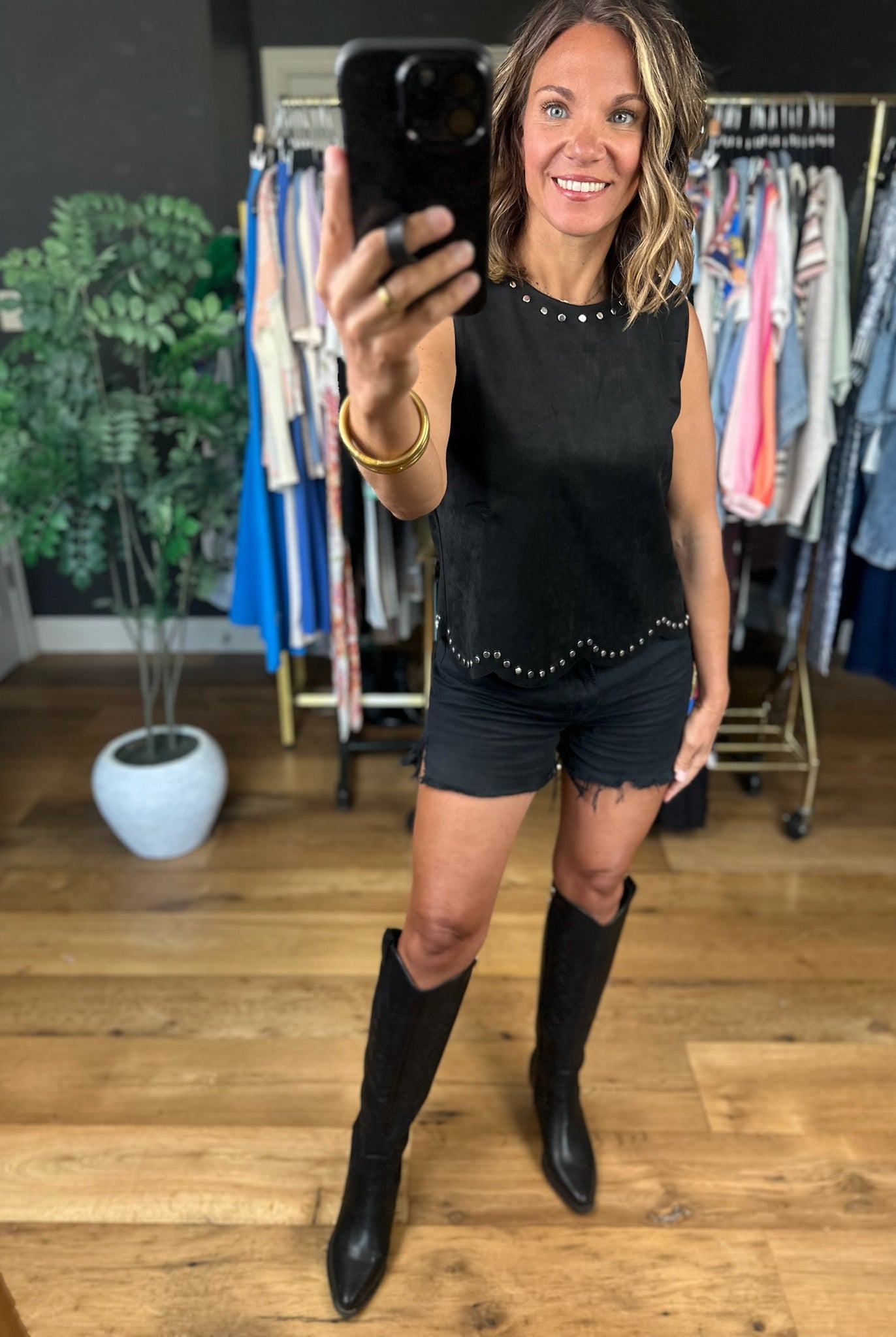 Just Getting Started Studded Top-Sleeveless-She & Sky-Anna Kaytes Boutique, Women's Fashion Boutique in Grinnell, Iowa