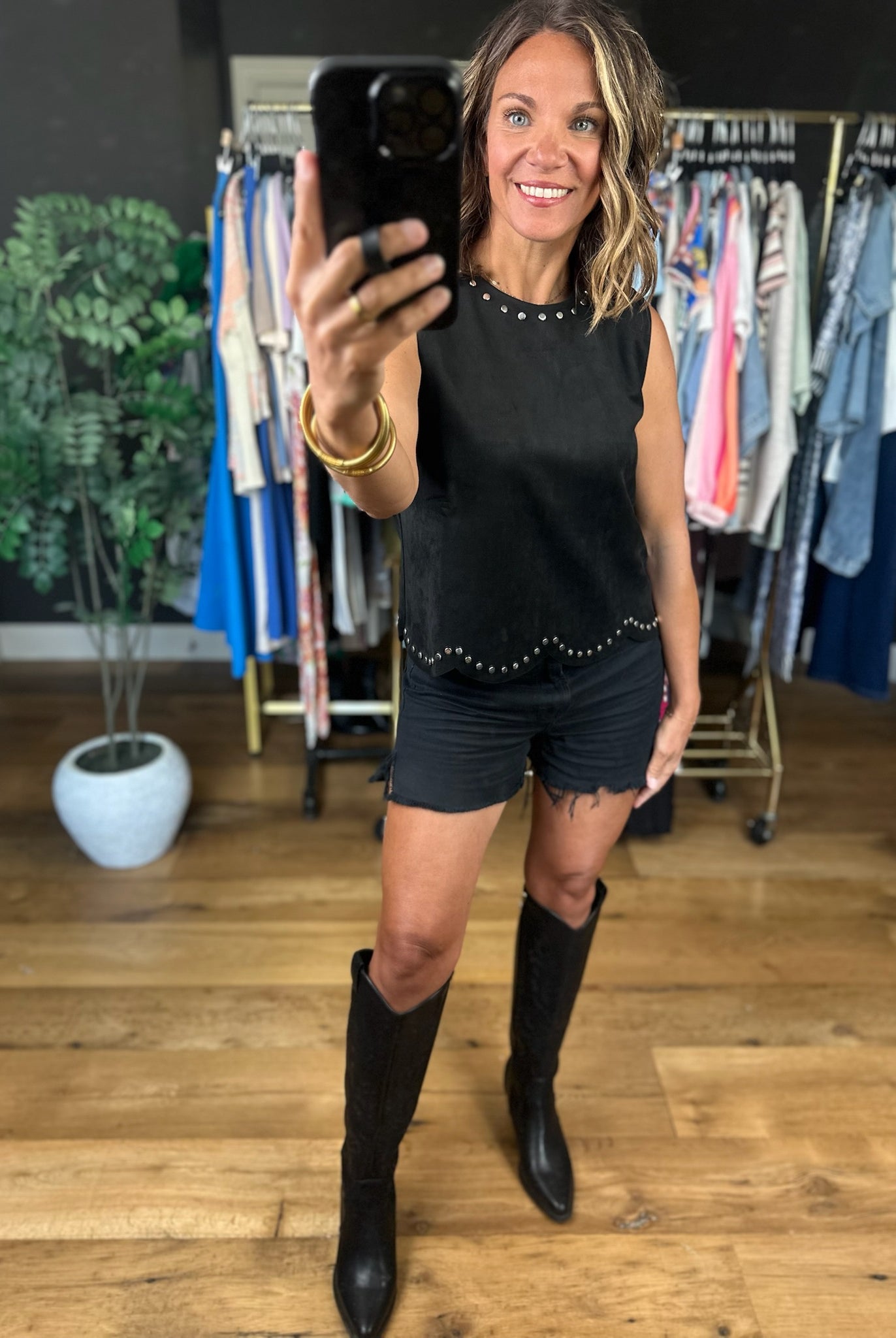 Just Getting Started Studded Top-Sleeveless-She & Sky-Anna Kaytes Boutique, Women's Fashion Boutique in Grinnell, Iowa