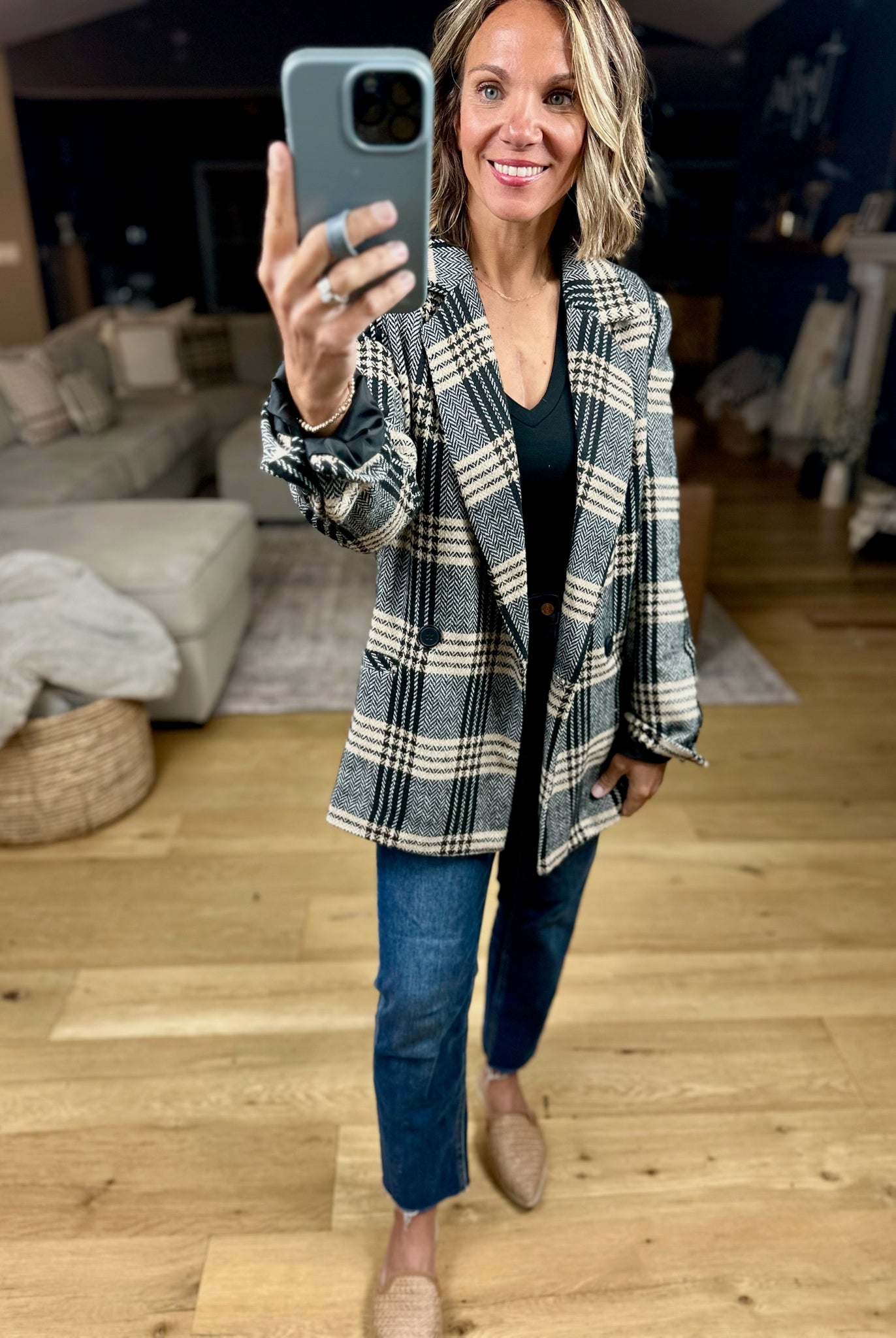Type Of Talk Plaid Blazer Jacket-Blu Pepper-Anna Kaytes Boutique, Women's Fashion Boutique in Grinnell, Iowa