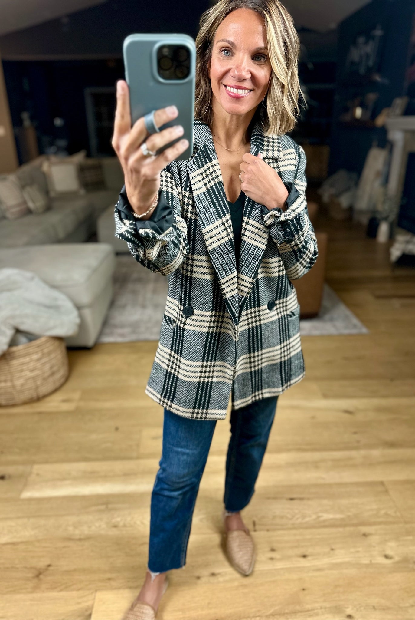 Type Of Talk Plaid Blazer Jacket-Blu Pepper-Anna Kaytes Boutique, Women's Fashion Boutique in Grinnell, Iowa