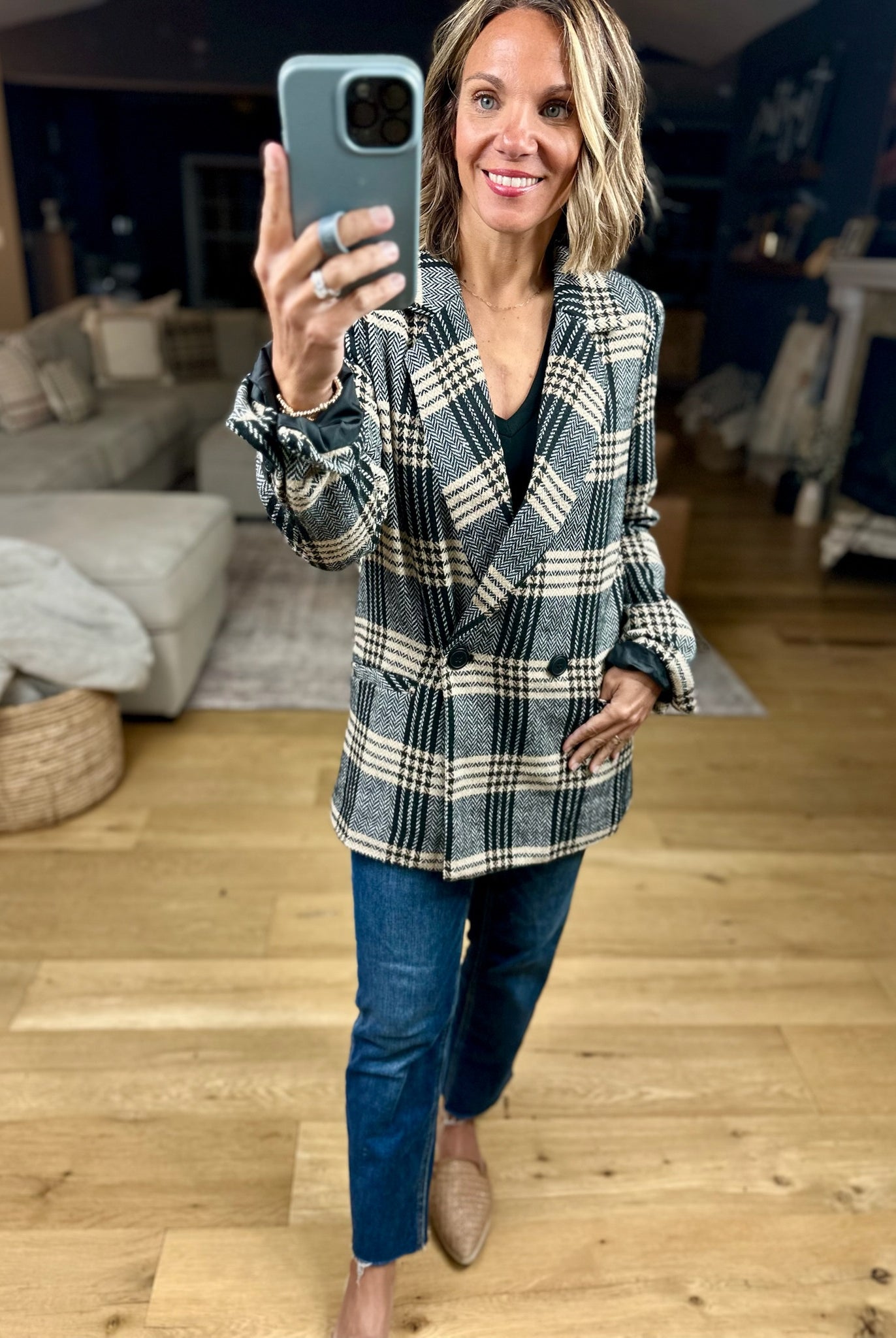 Type Of Talk Plaid Blazer Jacket-Blu Pepper-Anna Kaytes Boutique, Women's Fashion Boutique in Grinnell, Iowa