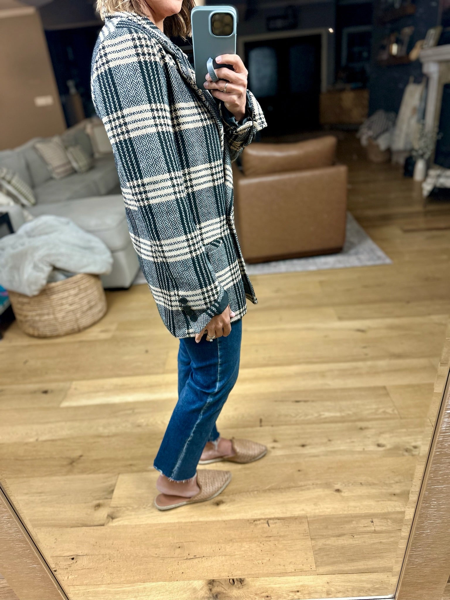 Type Of Talk Plaid Blazer Jacket-Blu Pepper-Anna Kaytes Boutique, Women's Fashion Boutique in Grinnell, Iowa