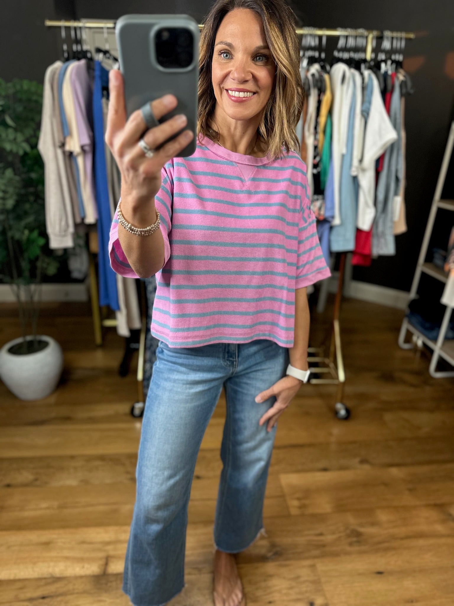 Always Together Striped Tee-Short Sleeves-Very J-Anna Kaytes Boutique, Women's Fashion Boutique in Grinnell, Iowa