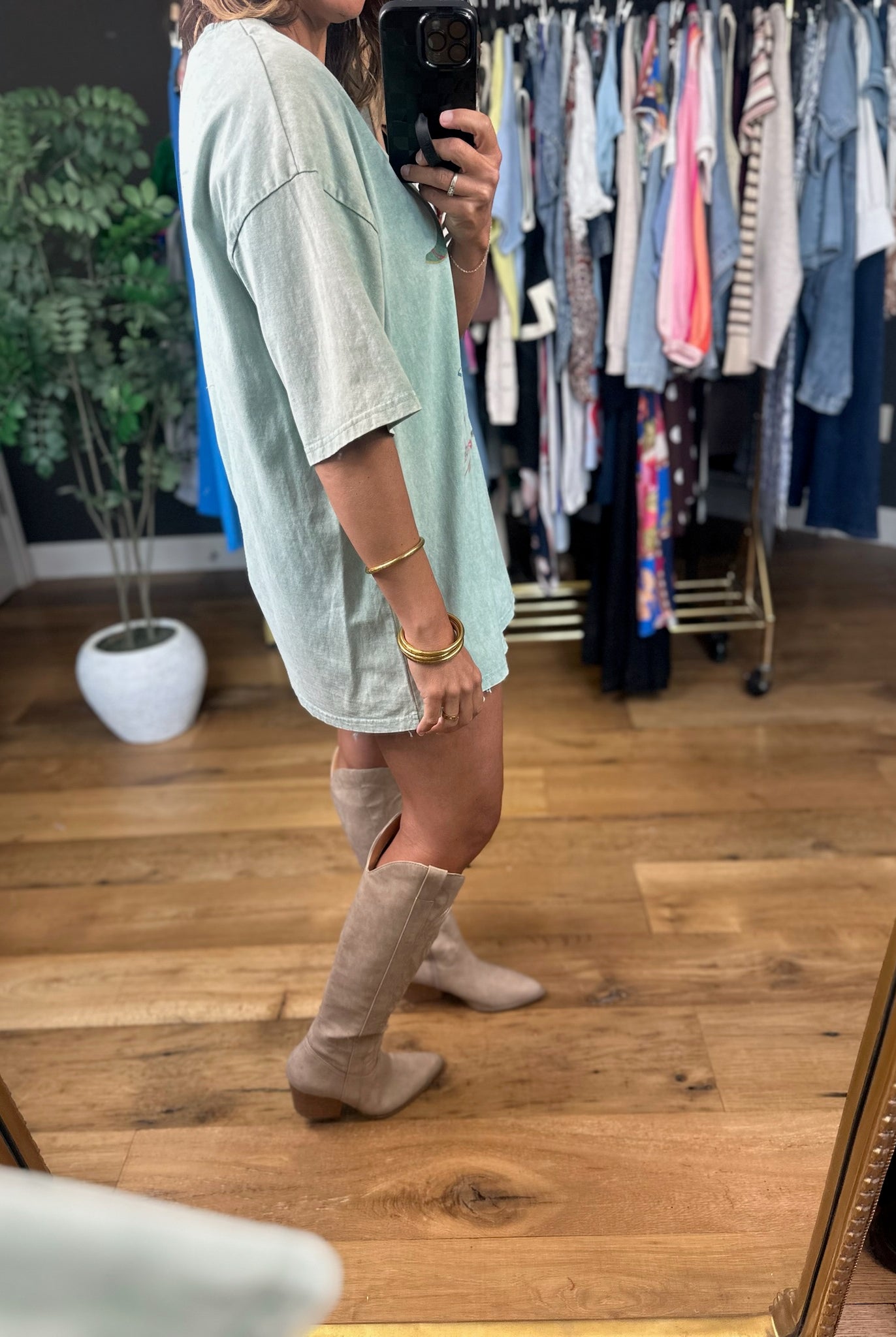 Showed Up In Boots Graphic Tee-Short Sleeves-Easel-Anna Kaytes Boutique, Women's Fashion Boutique in Grinnell, Iowa