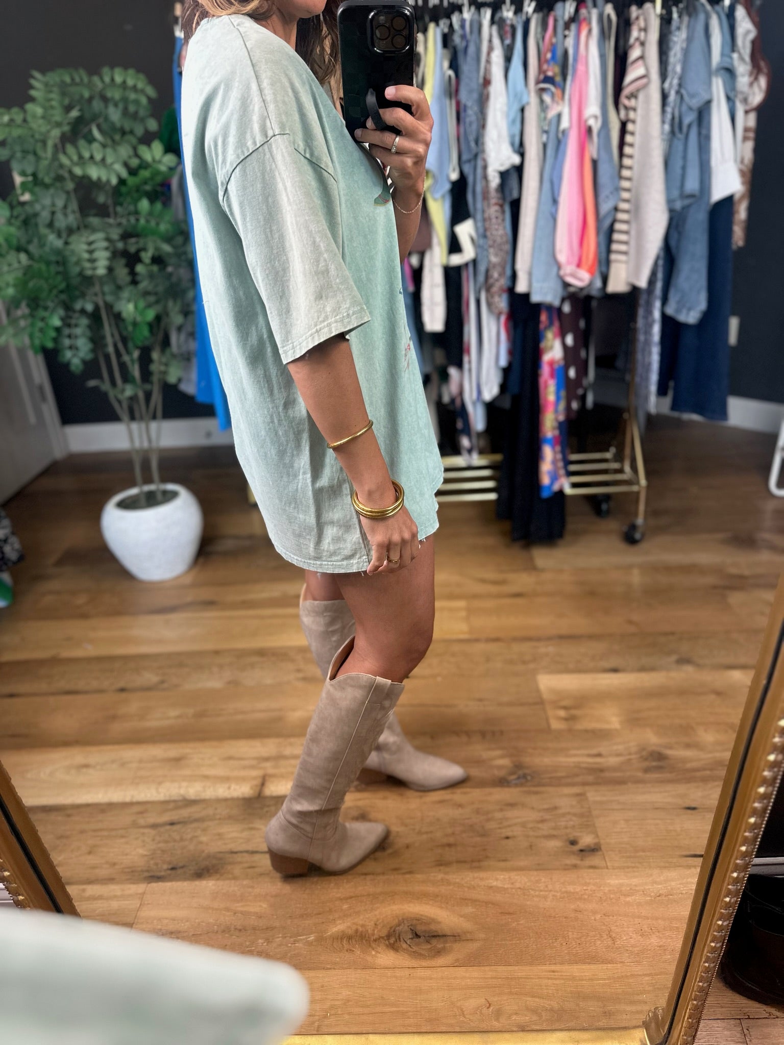 Showed Up In Boots Graphic Tee-Short Sleeves-Easel-Anna Kaytes Boutique, Women's Fashion Boutique in Grinnell, Iowa