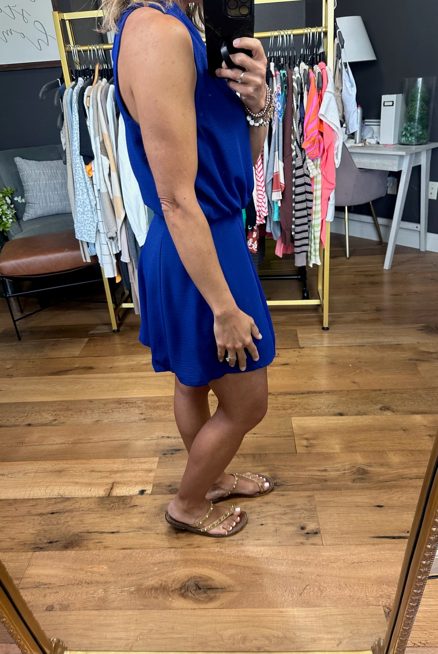 Your Attention V-Neck Romper - Dark Blue-Rompers-Entro-Anna Kaytes Boutique, Women's Fashion Boutique in Grinnell, Iowa