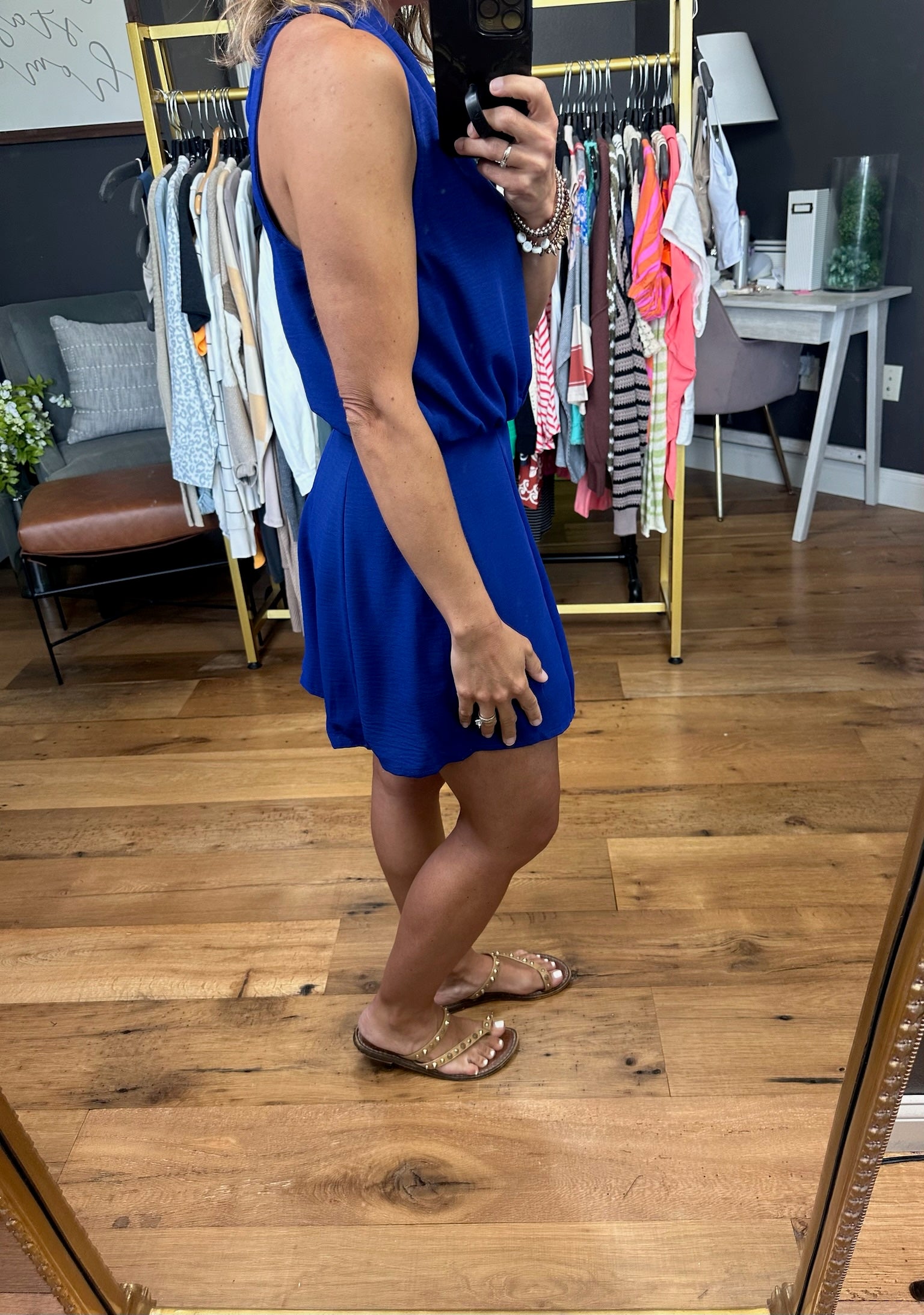 Your Attention V-Neck Romper - Dark Blue-Rompers-Entro-Anna Kaytes Boutique, Women's Fashion Boutique in Grinnell, Iowa