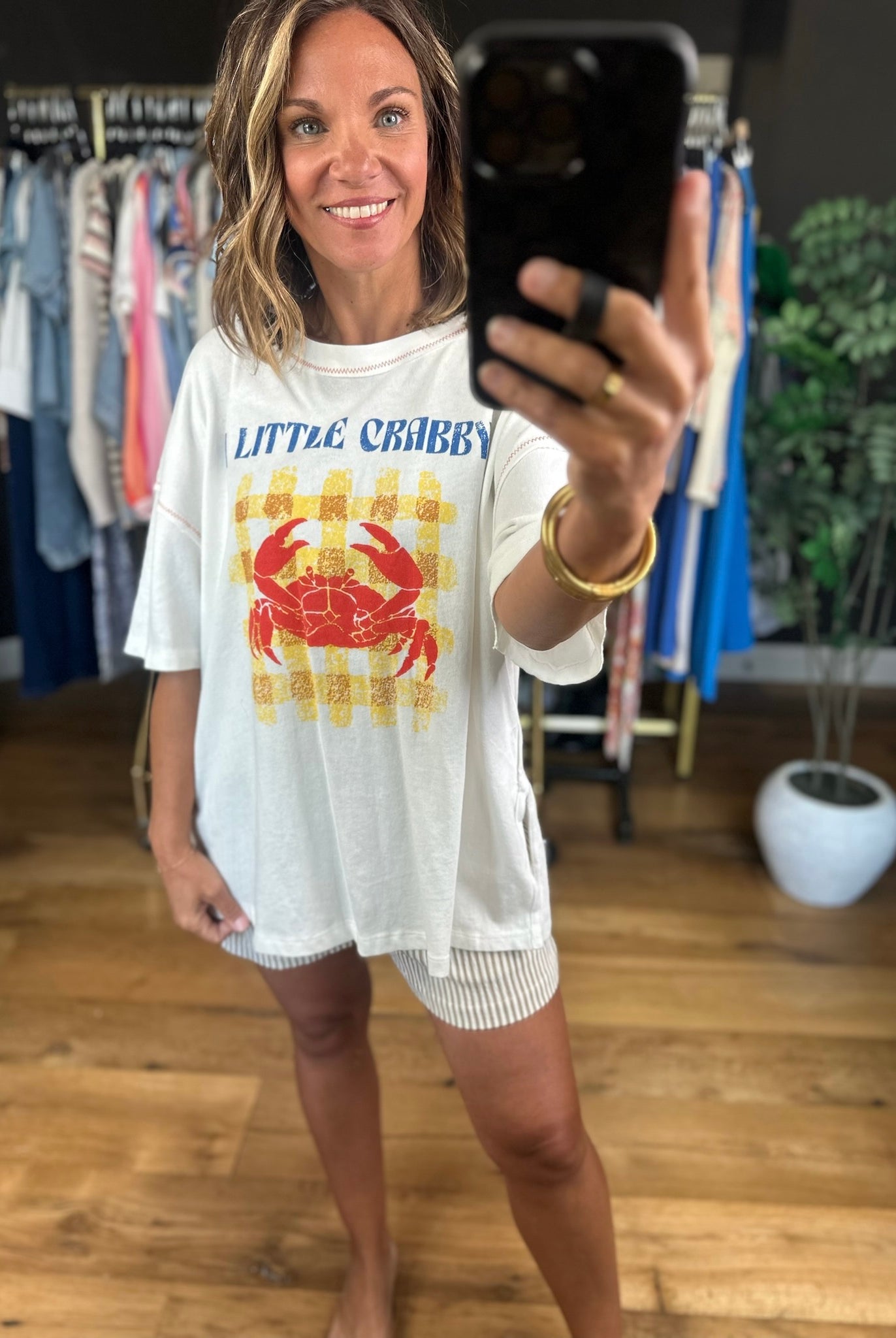Little Crabby Graphic Tee-Short Sleeves-ee:some-Anna Kaytes Boutique, Women's Fashion Boutique in Grinnell, Iowa