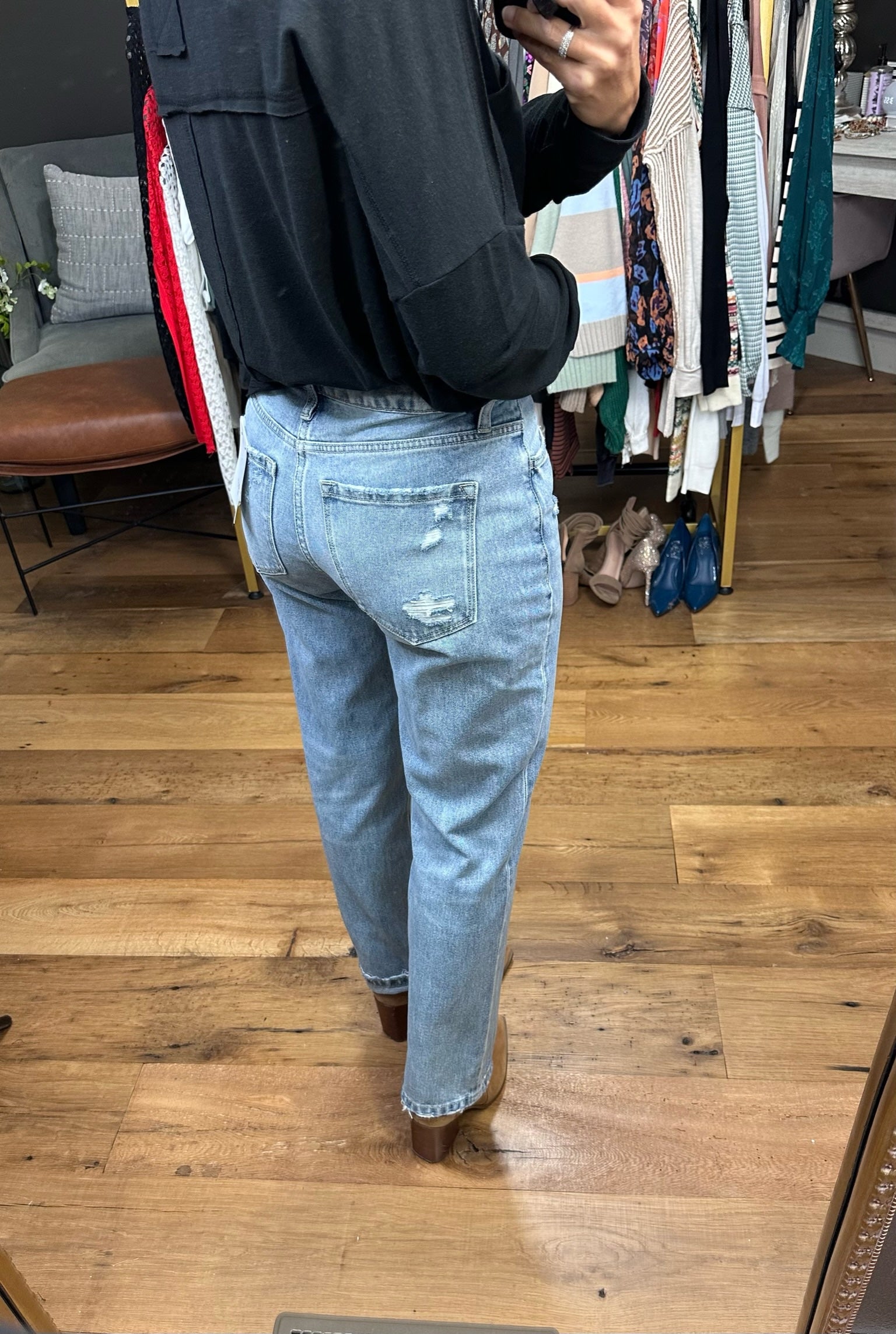 The Leni High-Rise Rigid Straight Denim-Jeans-Vervet T5890-Anna Kaytes Boutique, Women's Fashion Boutique in Grinnell, Iowa