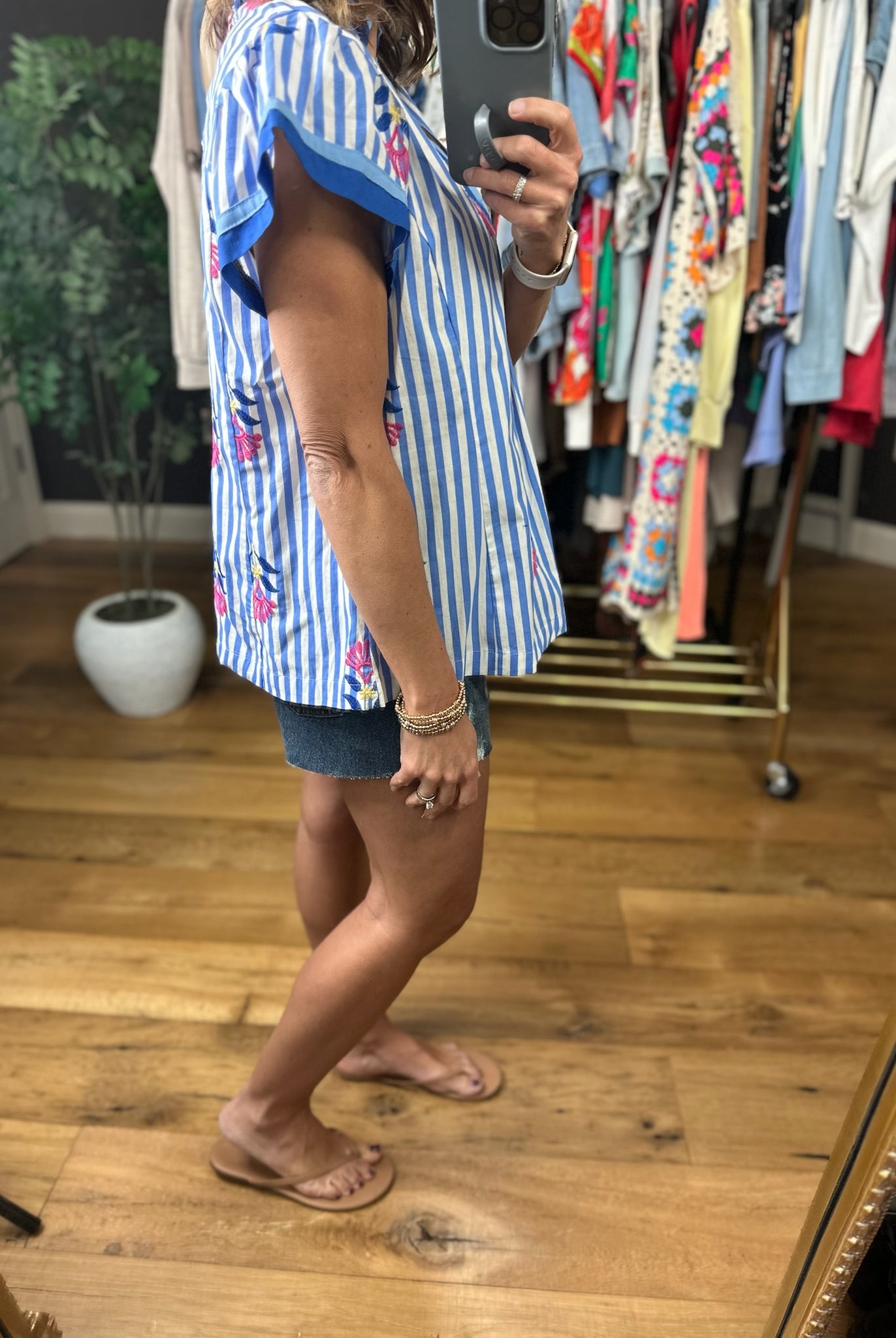 Fresh Floral Striped Top-Short Sleeves-Umgee-Anna Kaytes Boutique, Women's Fashion Boutique in Grinnell, Iowa