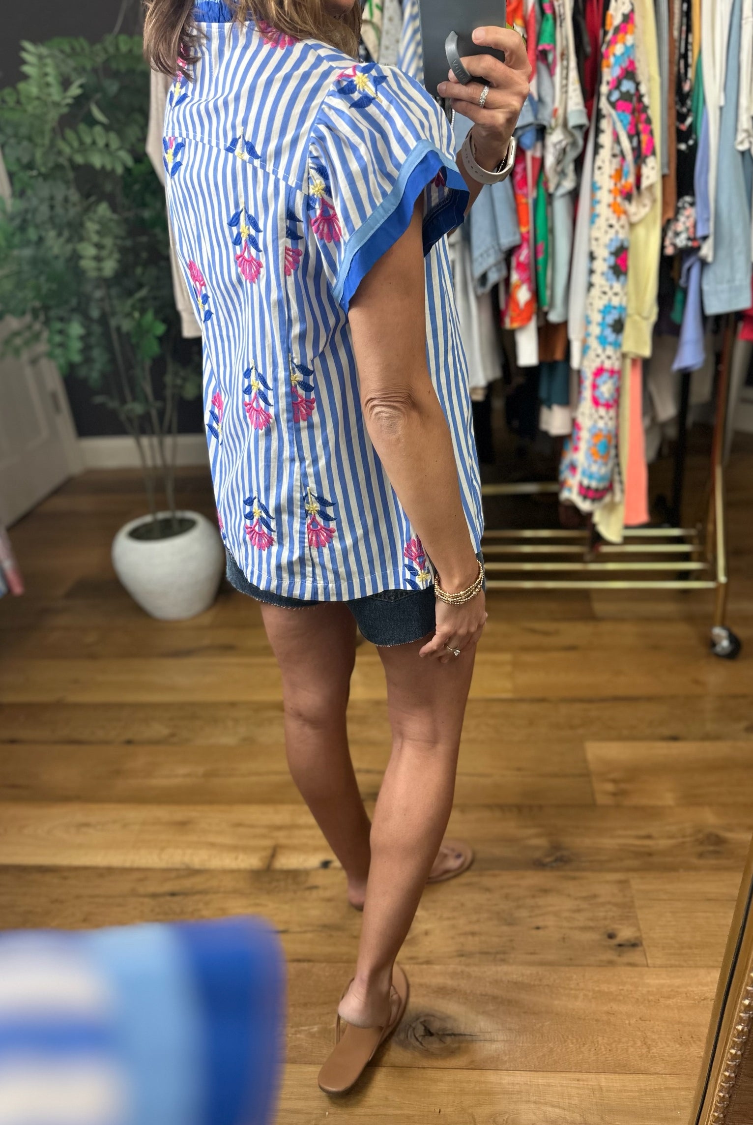 Fresh Floral Striped Top-Short Sleeves-Umgee-Anna Kaytes Boutique, Women's Fashion Boutique in Grinnell, Iowa