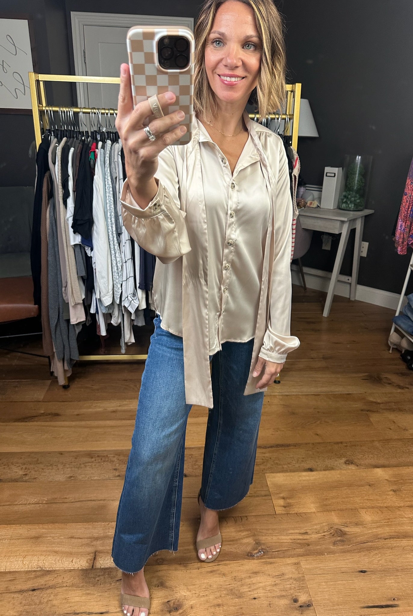 For Right Now Tie Blouse - Shell-Wishlist-Anna Kaytes Boutique, Women's Fashion Boutique in Grinnell, Iowa