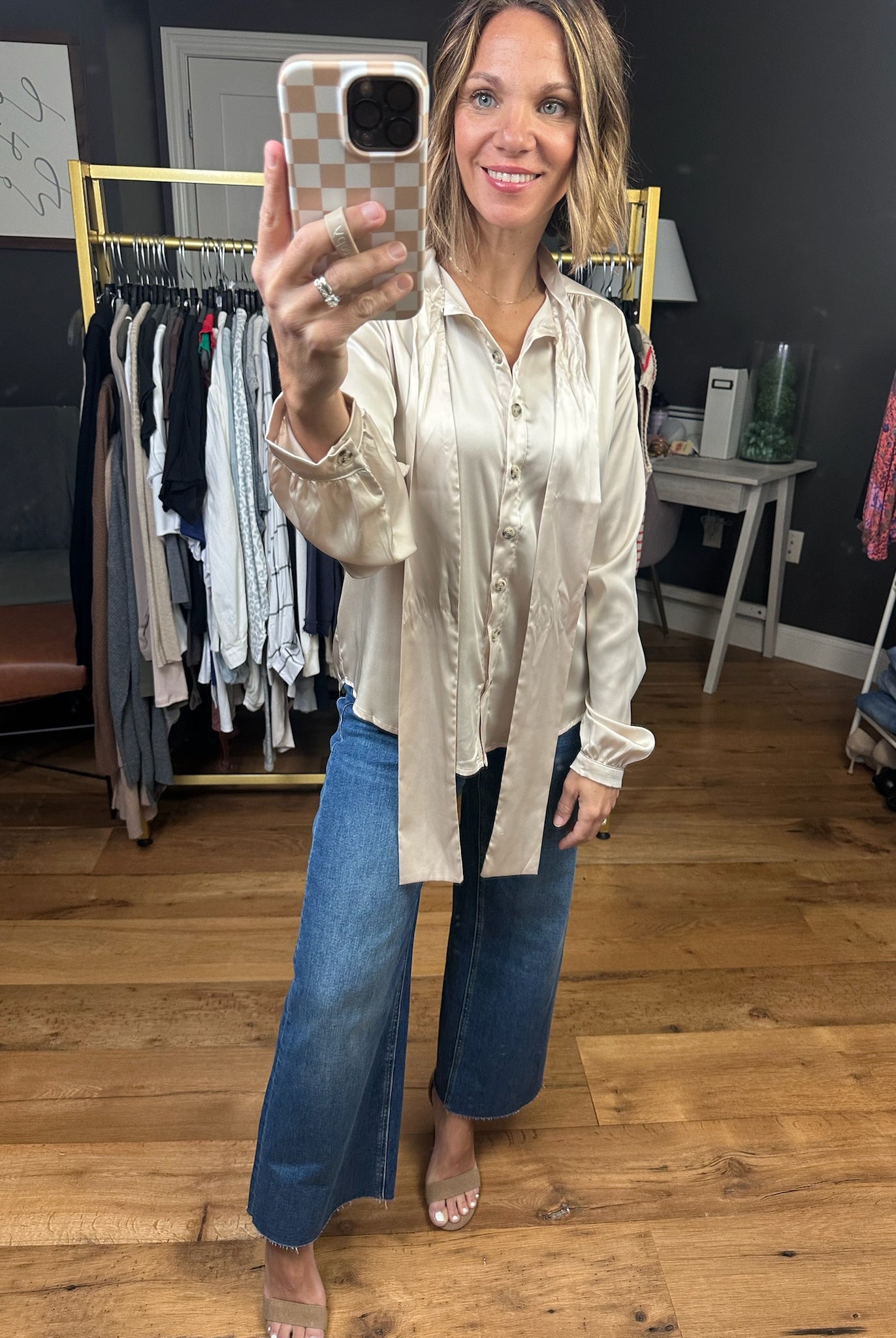 For Right Now Tie Blouse - Shell-Wishlist-Anna Kaytes Boutique, Women's Fashion Boutique in Grinnell, Iowa