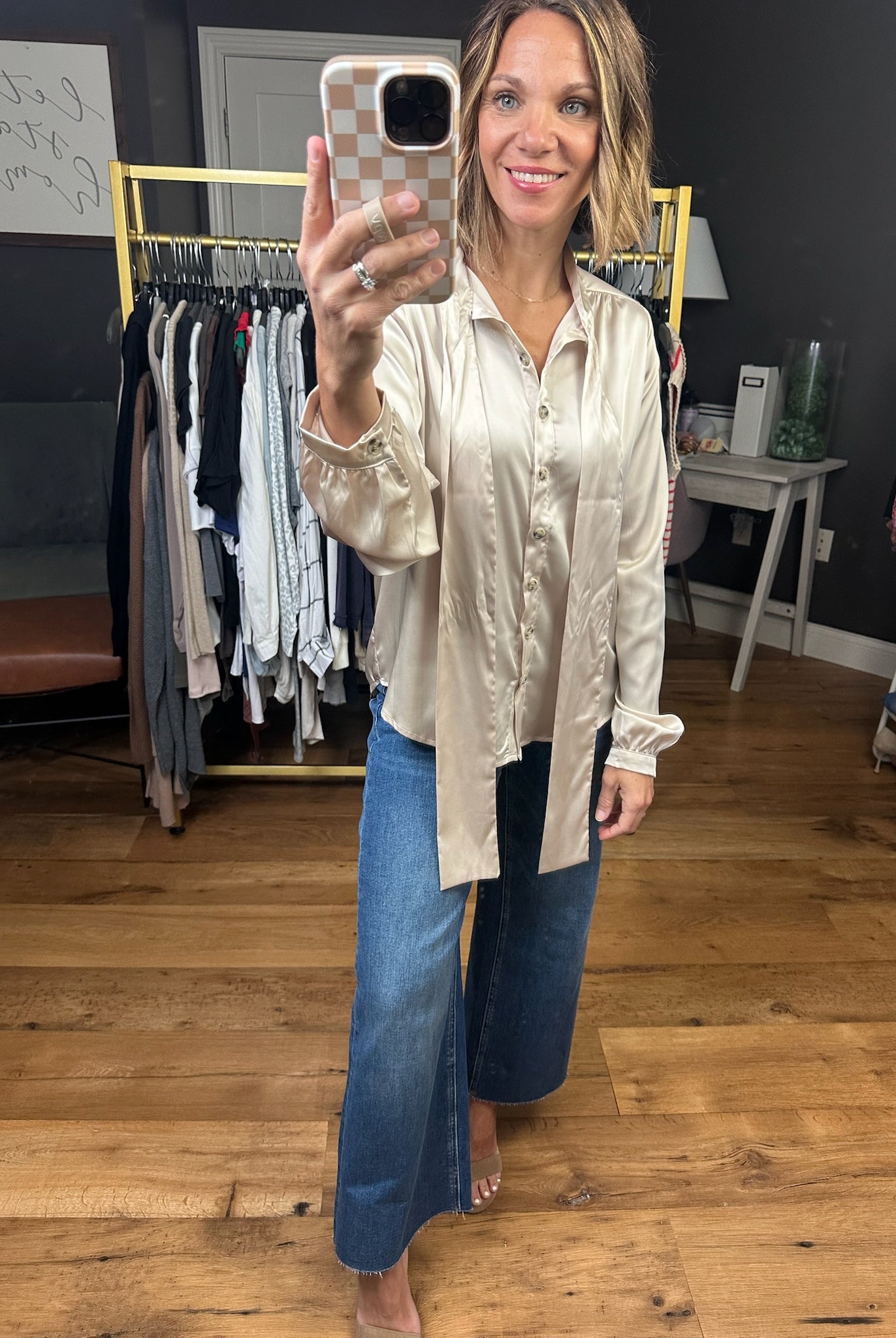 For Right Now Tie Blouse - Shell-Wishlist-Anna Kaytes Boutique, Women's Fashion Boutique in Grinnell, Iowa