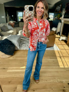 At The Hamptons Striped Button-Down Top - Red-THML-Anna Kaytes Boutique, Women's Fashion Boutique in Grinnell, Iowa