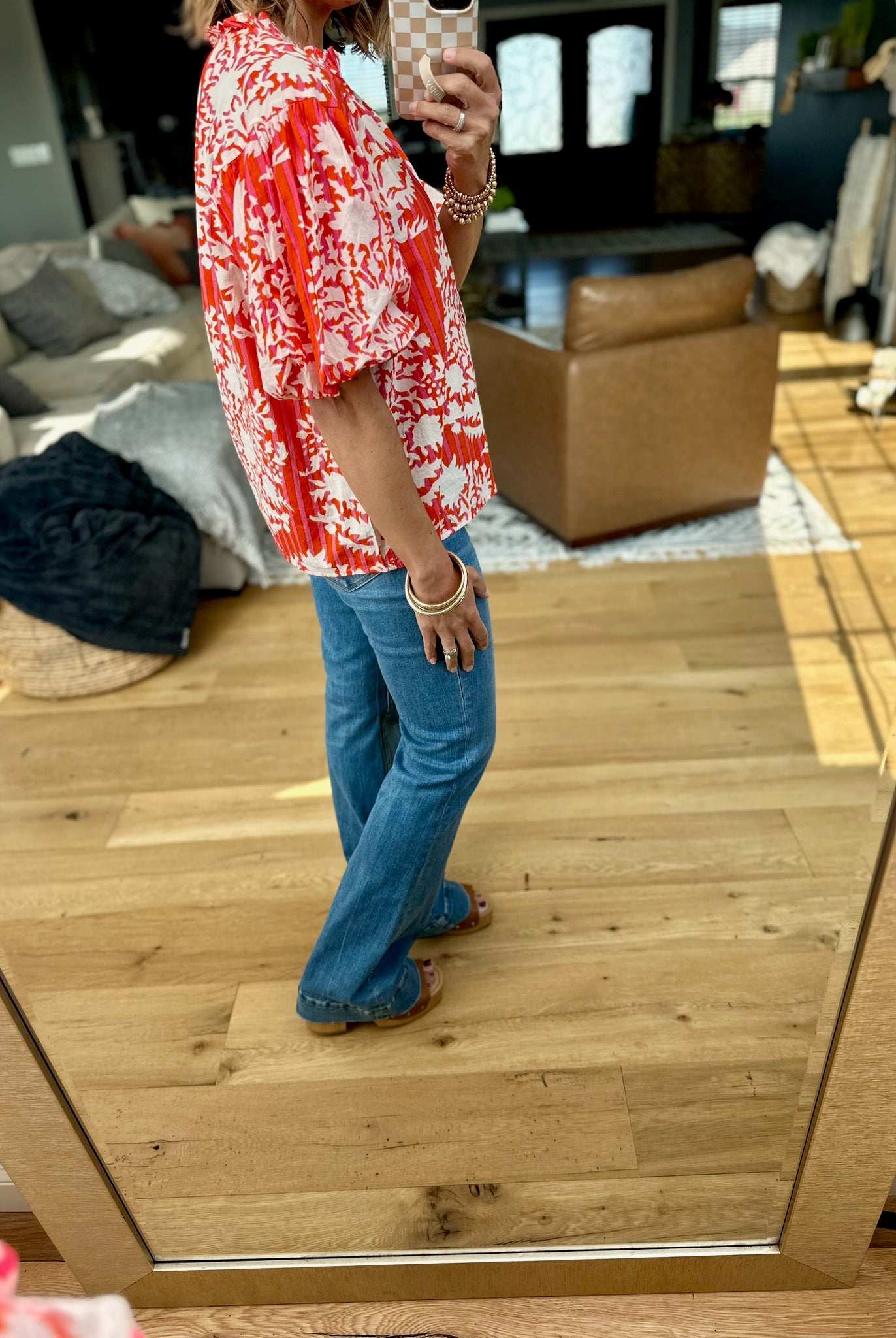 At The Hamptons Striped Button-Down Top - Red-THML-Anna Kaytes Boutique, Women's Fashion Boutique in Grinnell, Iowa