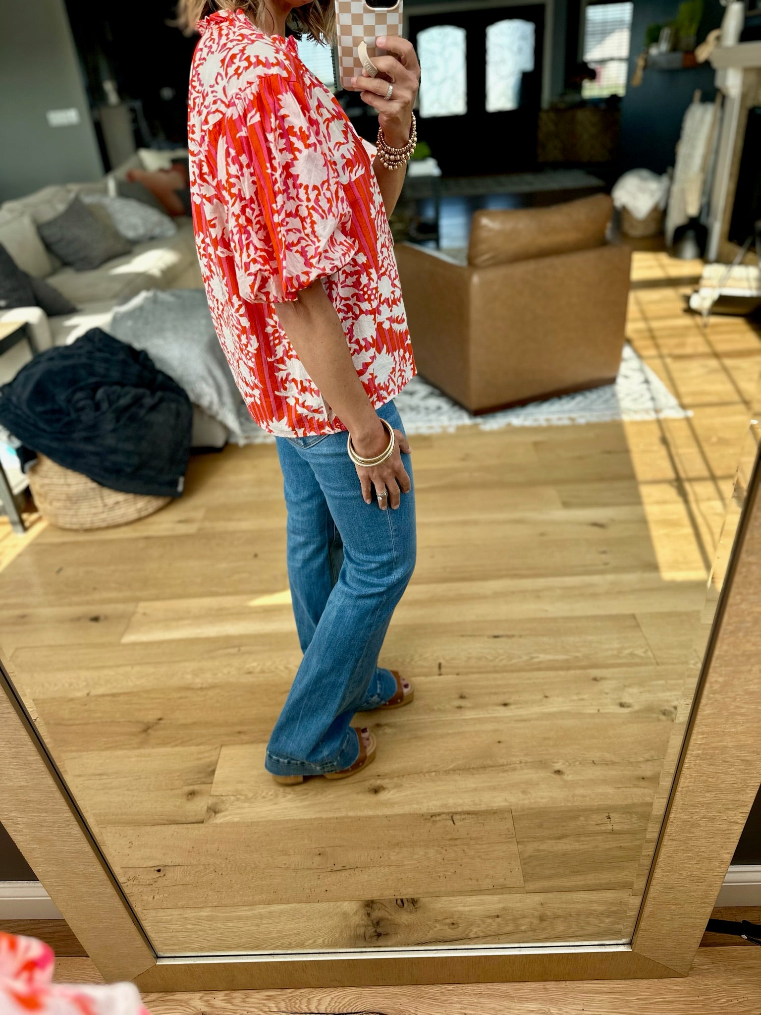 At The Hamptons Striped Button-Down Top - Red-THML-Anna Kaytes Boutique, Women's Fashion Boutique in Grinnell, Iowa