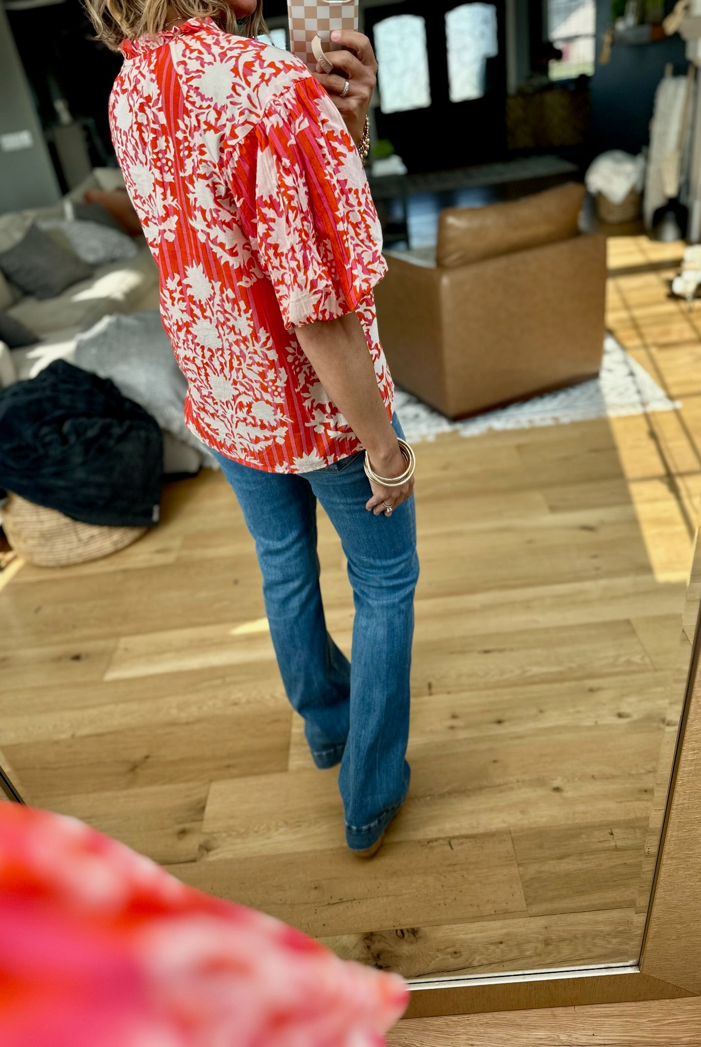At The Hamptons Striped Button-Down Top - Red-THML-Anna Kaytes Boutique, Women's Fashion Boutique in Grinnell, Iowa
