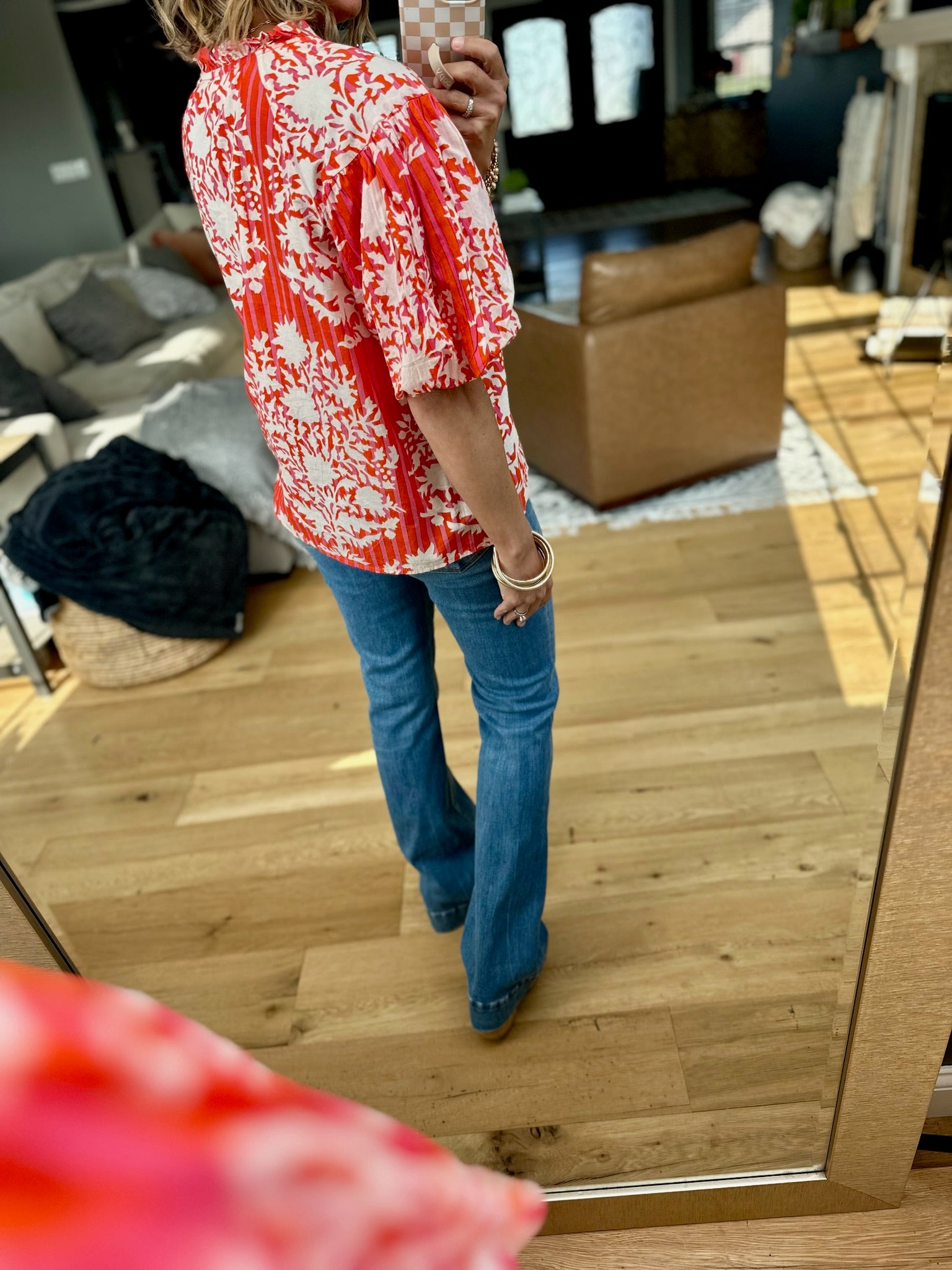 At The Hamptons Striped Button-Down Top - Red-THML-Anna Kaytes Boutique, Women's Fashion Boutique in Grinnell, Iowa