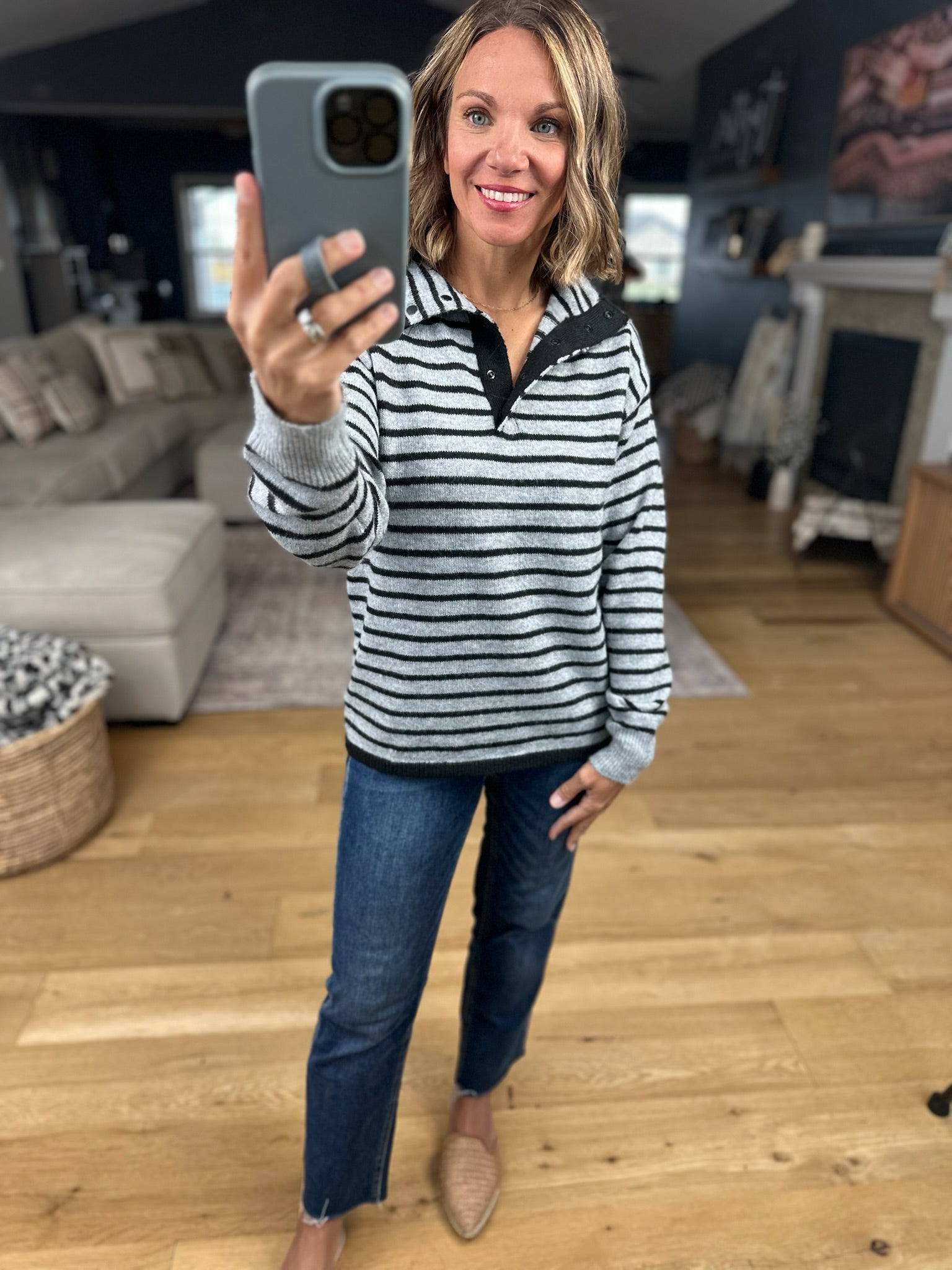 At Our Feet Striped Collared Knit-Staccato-Anna Kaytes Boutique, Women's Fashion Boutique in Grinnell, Iowa